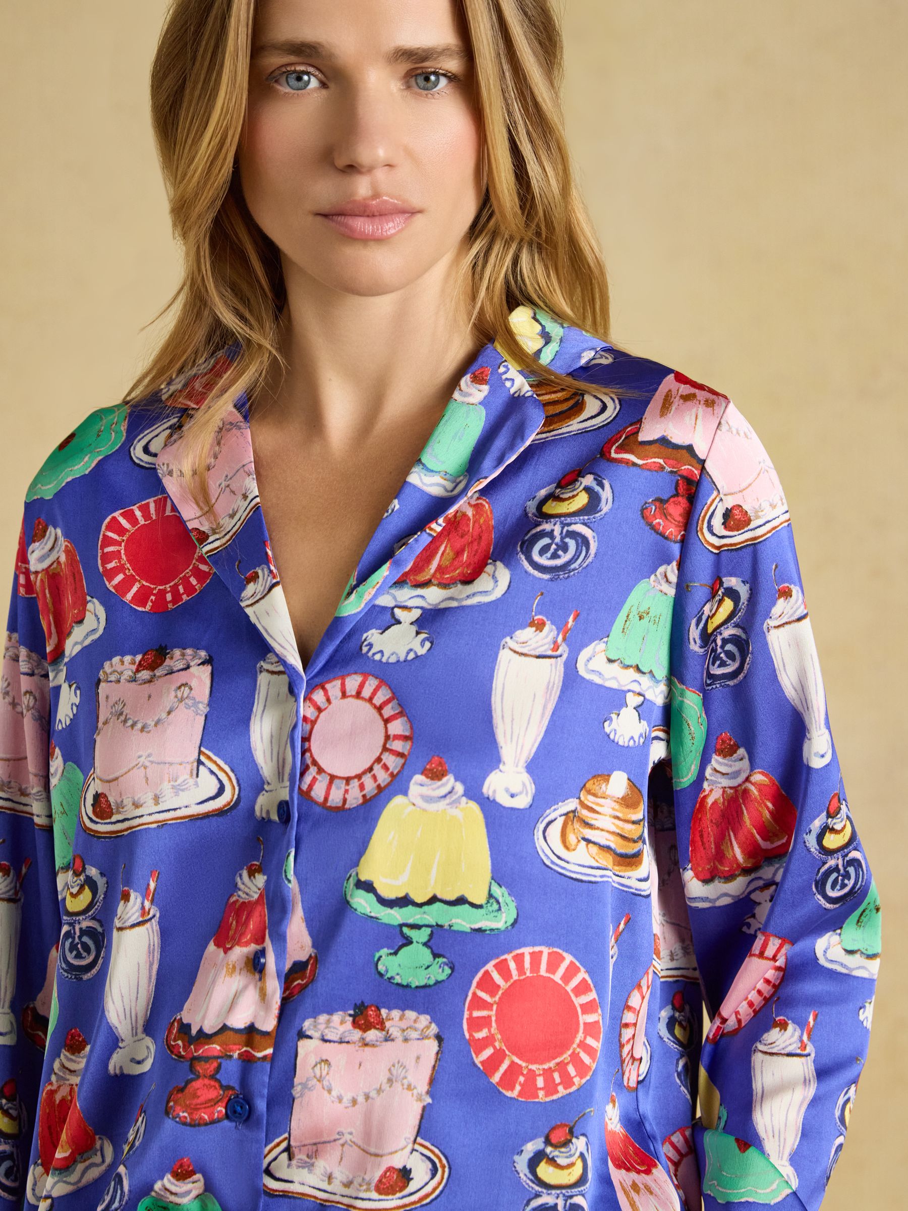 Bonnie Puddings Print Satin Long Sleeve Pyjama Set - Image 3 of 6