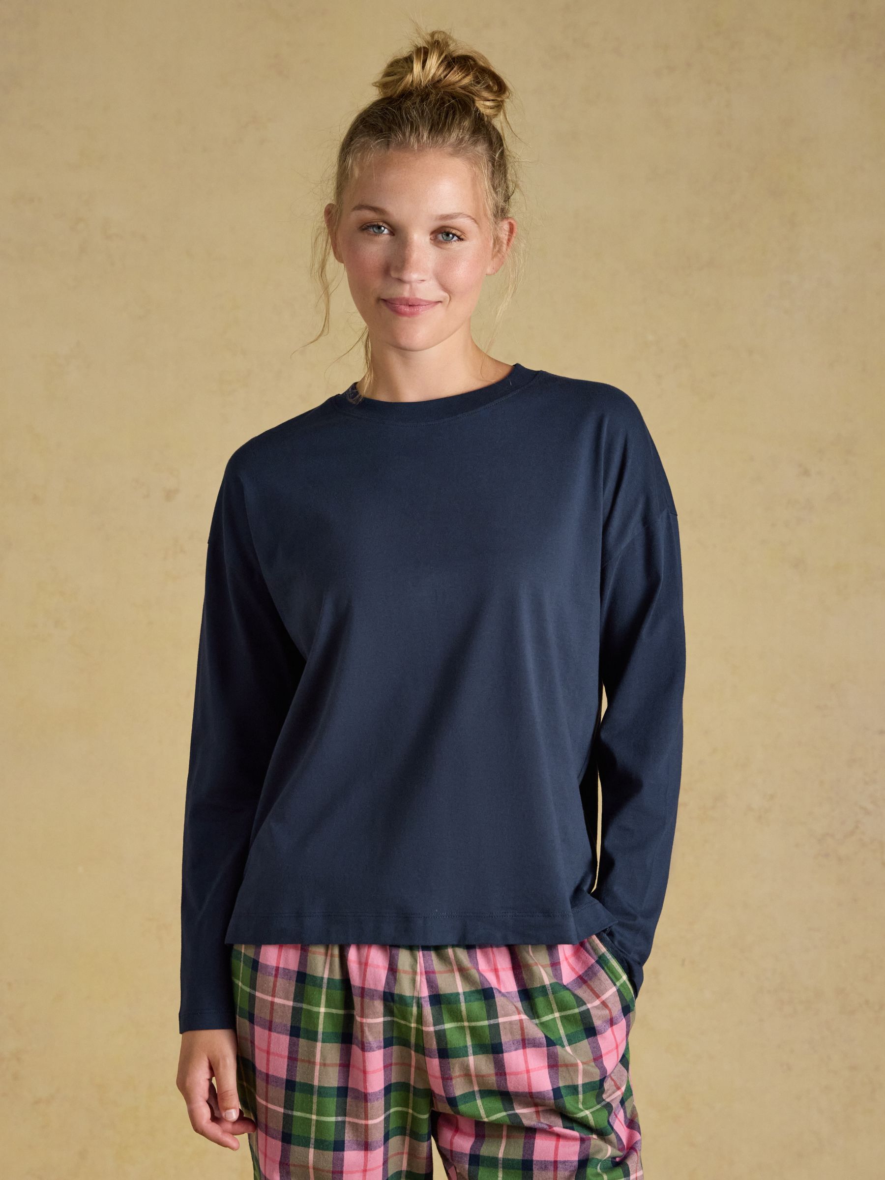 Navy Cotton Long Sleeve Pyjama Top - Image 1 of 6 Navy Cotton Long Sleeve Pyjama Top - Image 1 of 6