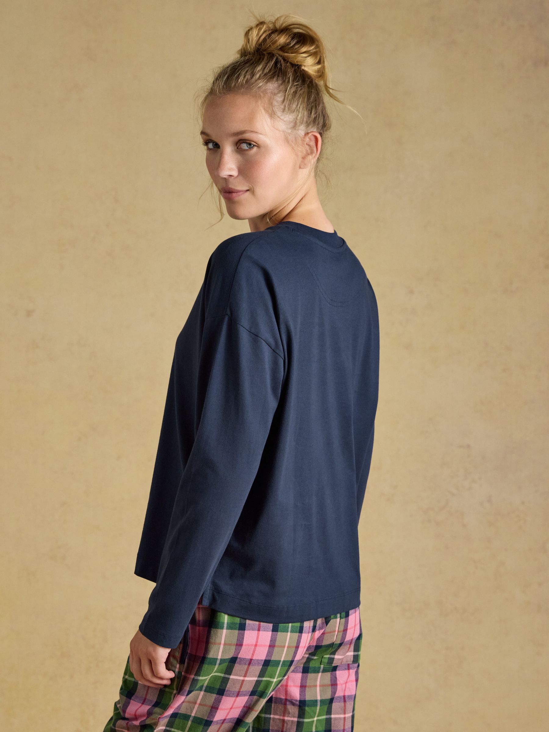Navy Cotton Long Sleeve Pyjama Top - Image 2 of 6 Navy Cotton Long Sleeve Pyjama Top - Image 2 of 6