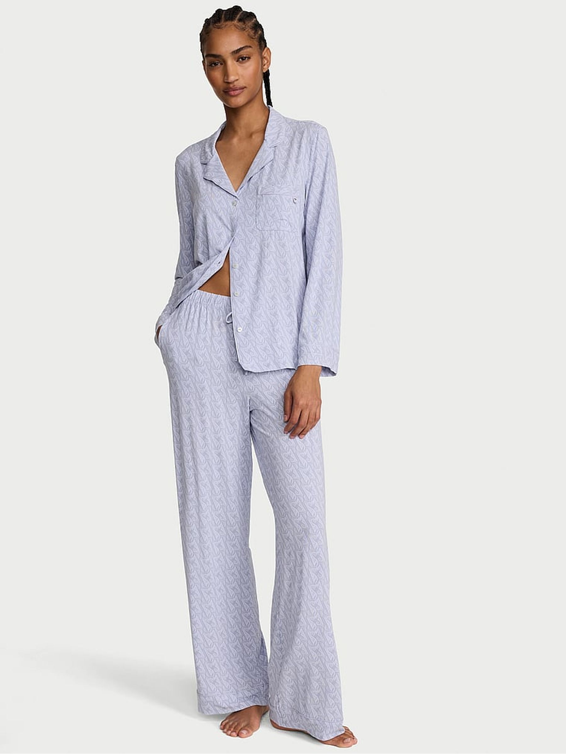 Lavender Purple VS Lockup Modal Long Pyjama Set - Image 1 of 2