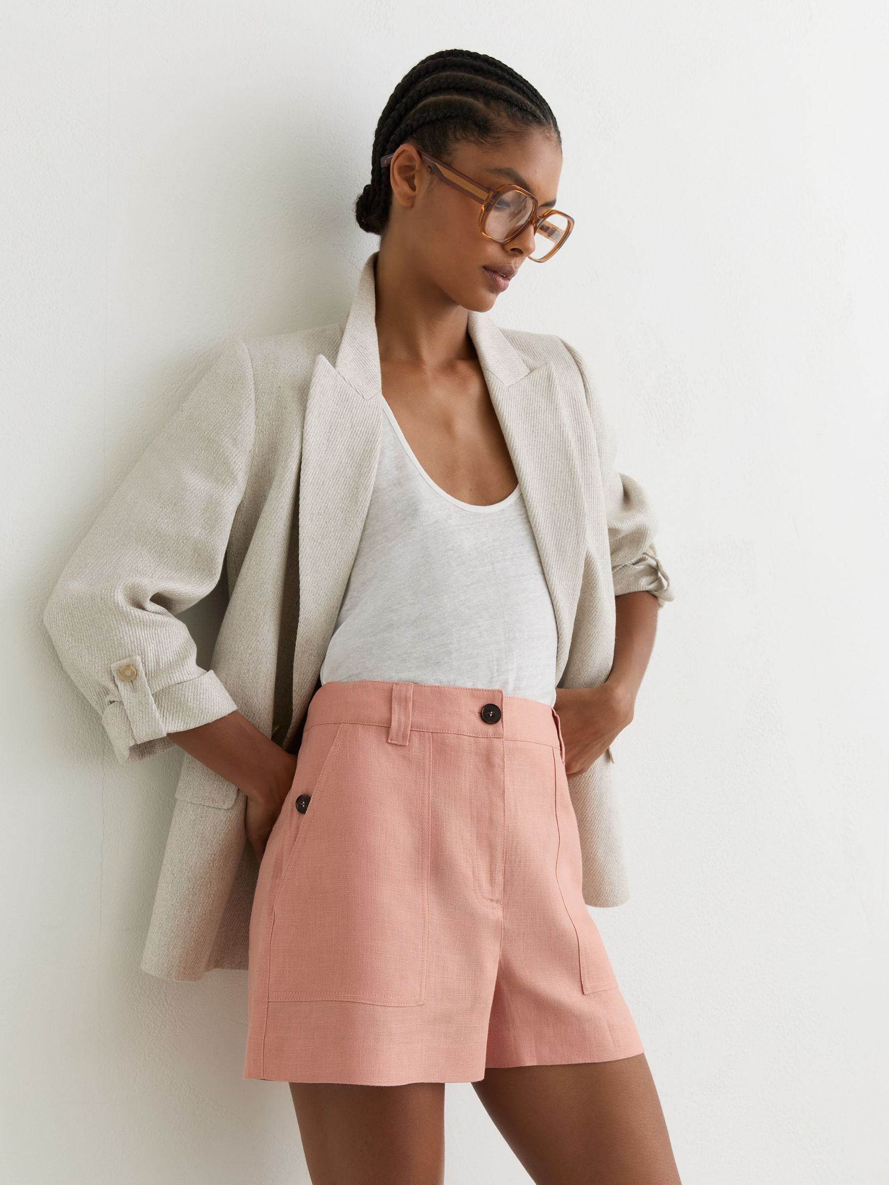 Linen Chambray Shorts in Rose Pink - image 2