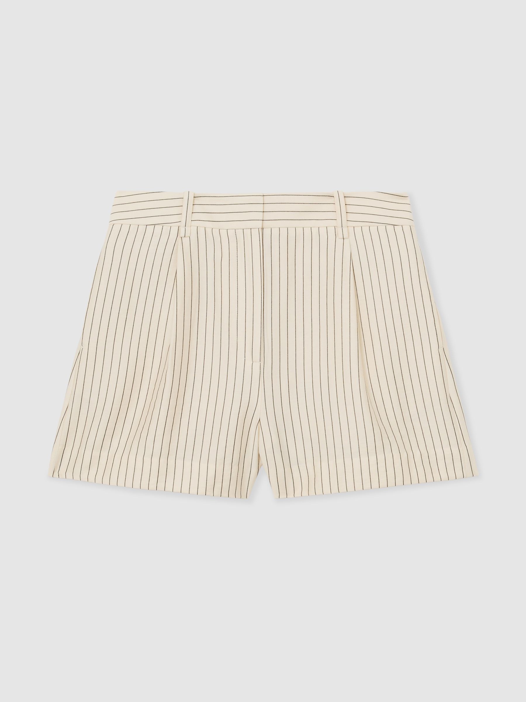 Pinstripe Tailored Shorts in Cream/Black