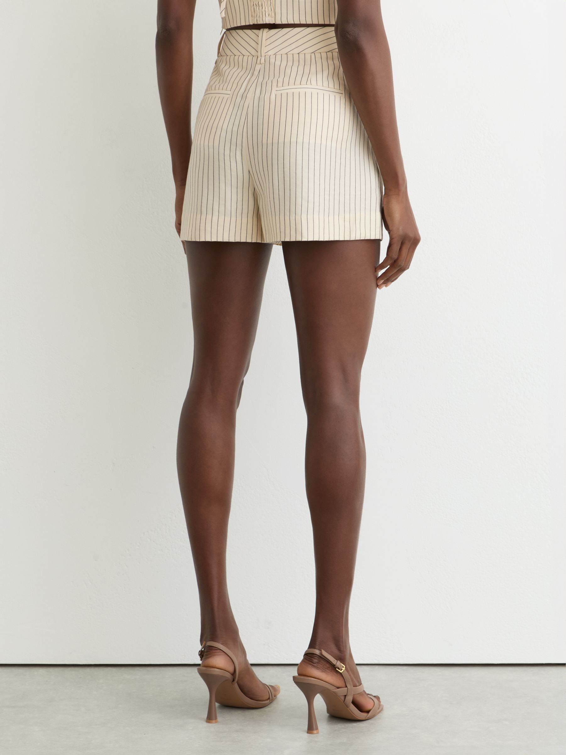 Pinstripe Tailored Shorts in Cream/Black - image 4