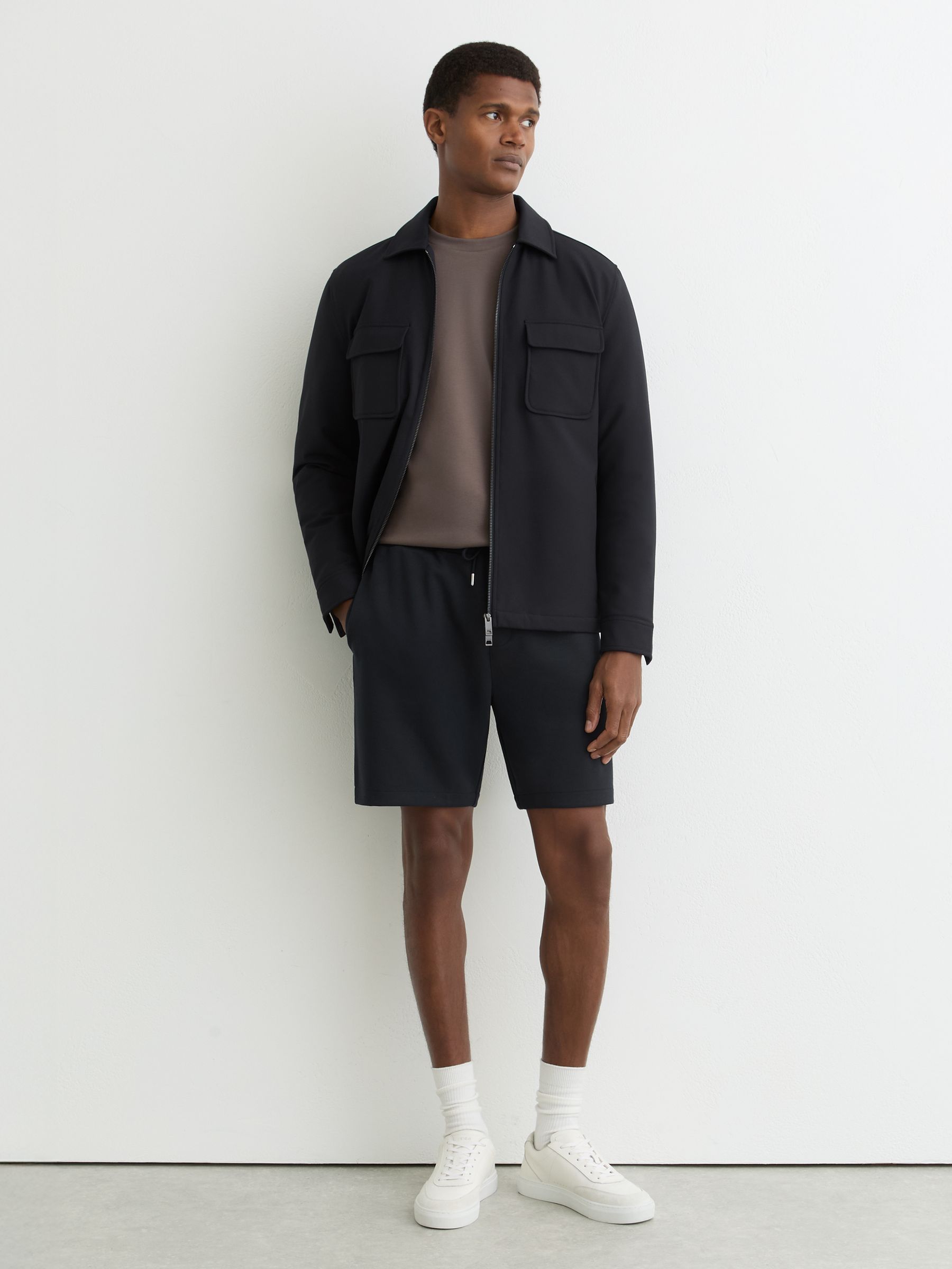 Premium Interlock Drawstring Shorts in Navy - image 2