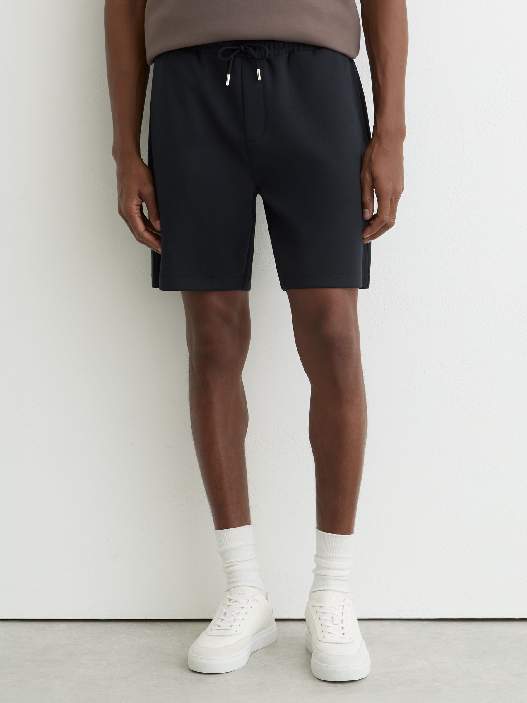 Premium Interlock Drawstring Shorts in Navy - Image 3 of 6