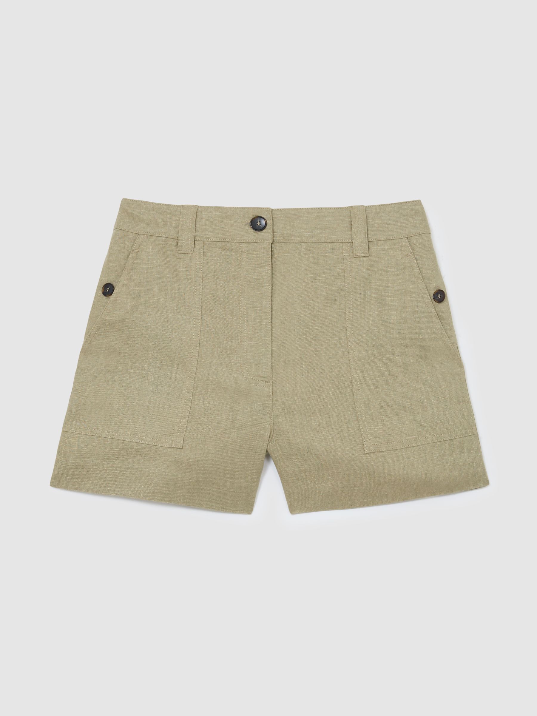 Linen Shorts in Sage Green - Image 2 of 7