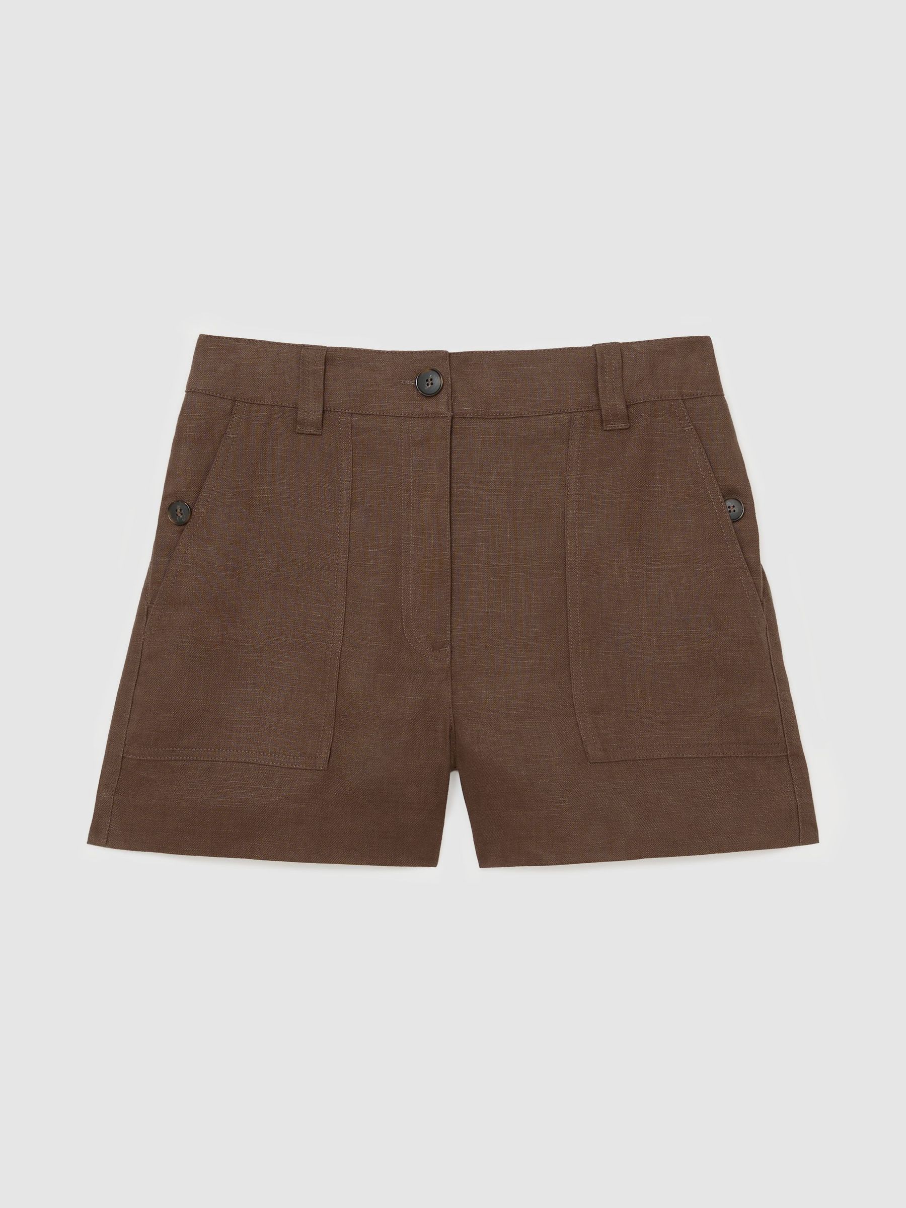 Linen Chambray Shorts in Chocolate Brown - image 1