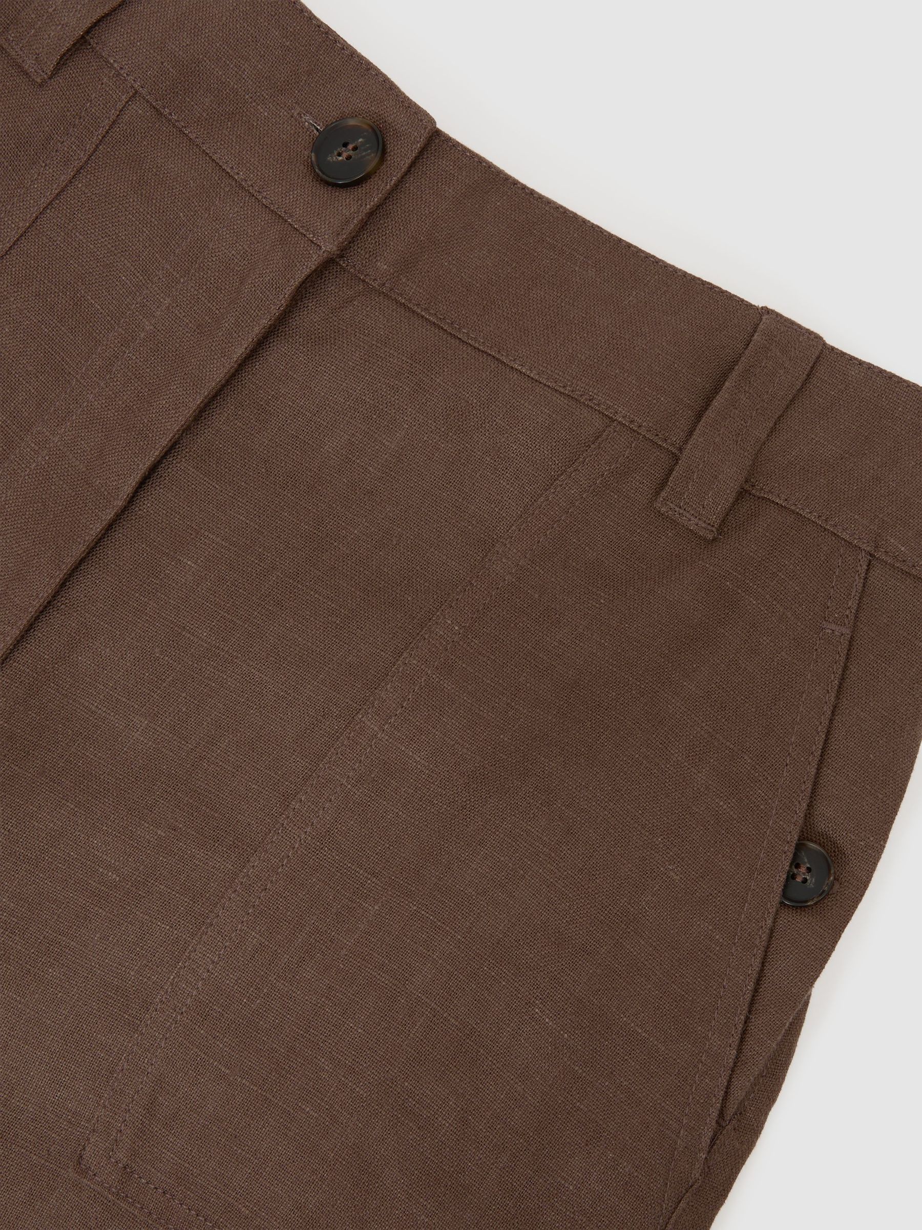 Linen Chambray Shorts in Chocolate Brown - image 4