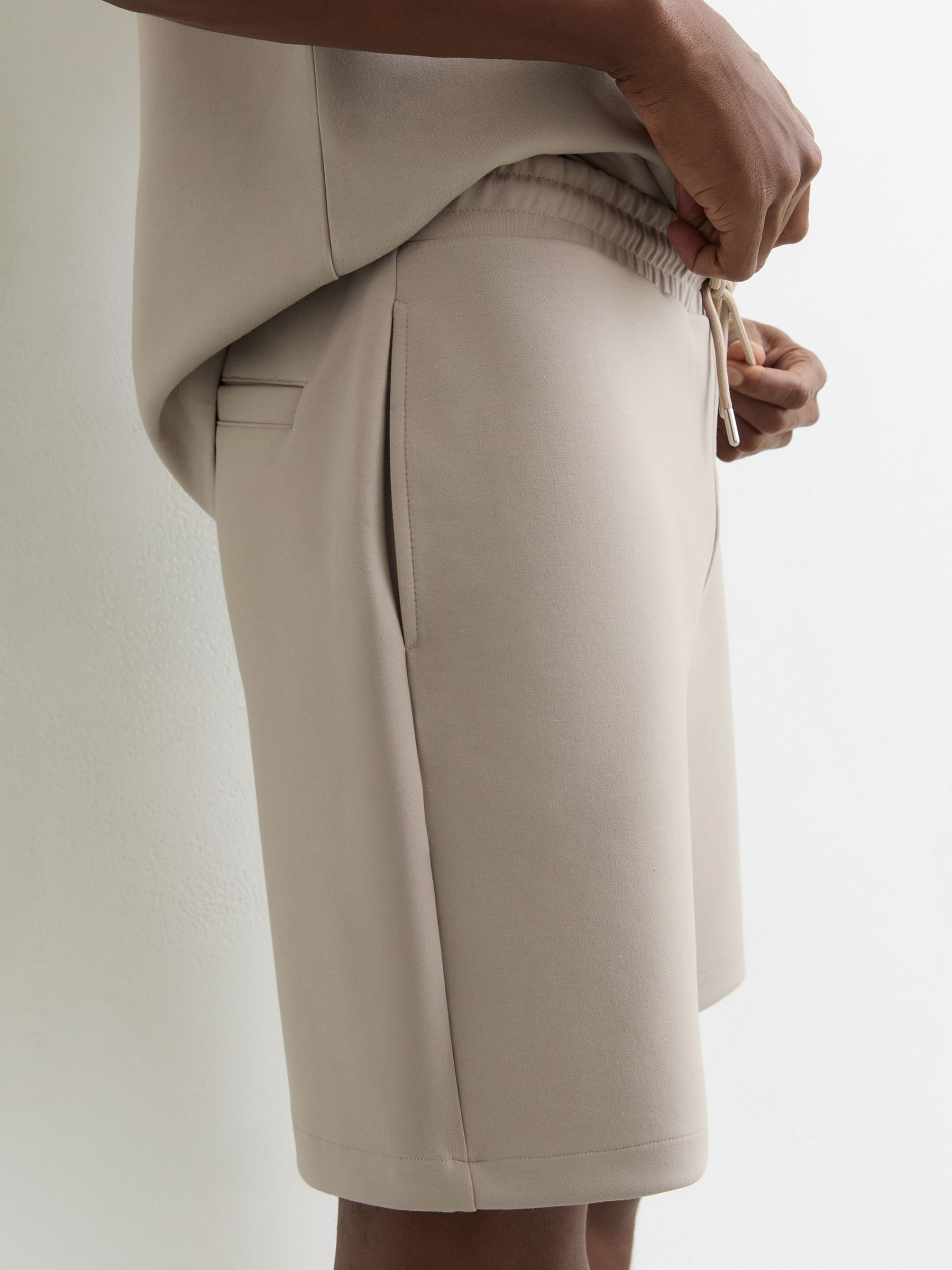 Premium Interlock Drawstring Shorts in Stone - Image 1 of 7