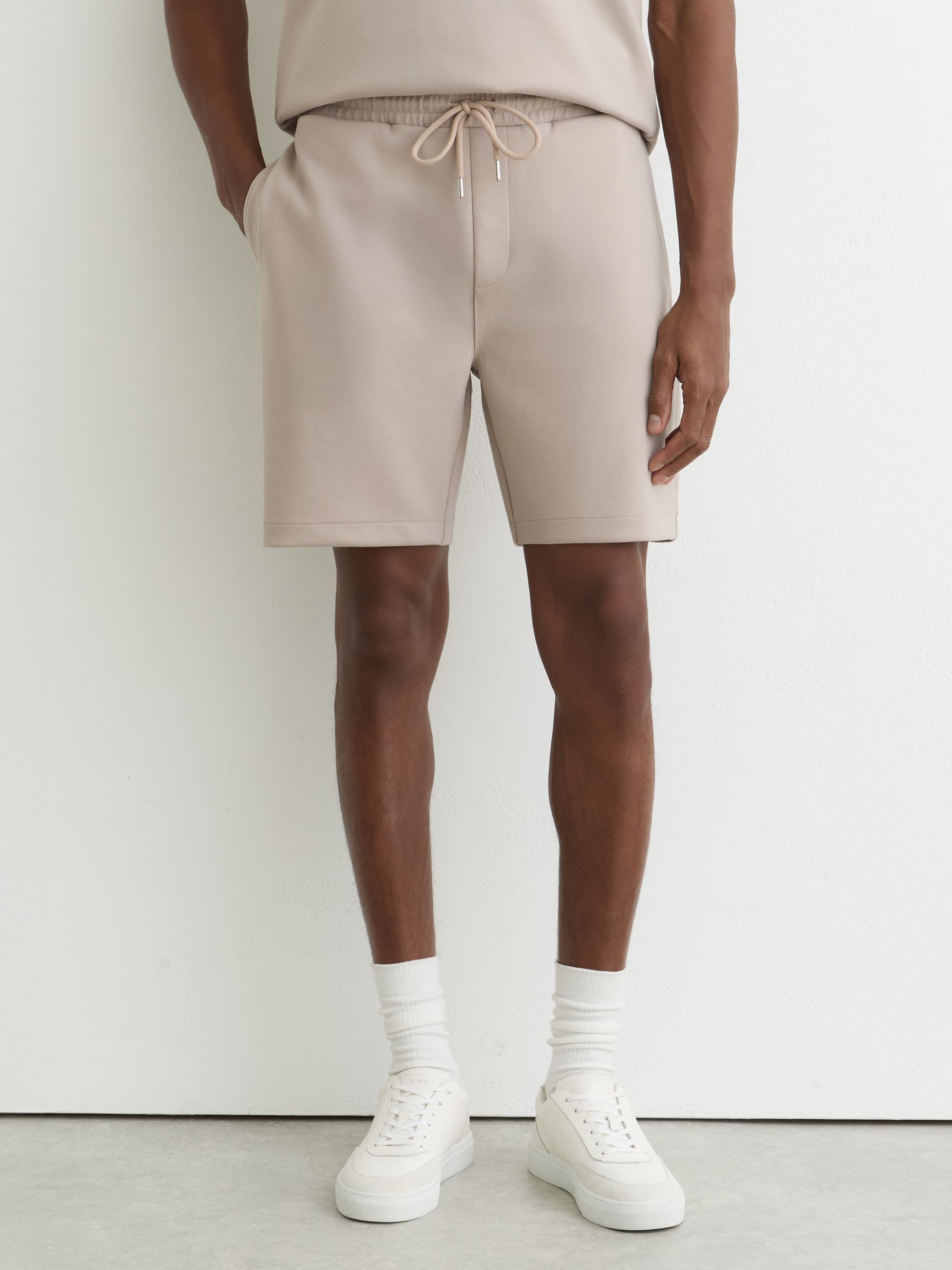 Premium Interlock Drawstring Shorts in Stone - Image 4 of 7