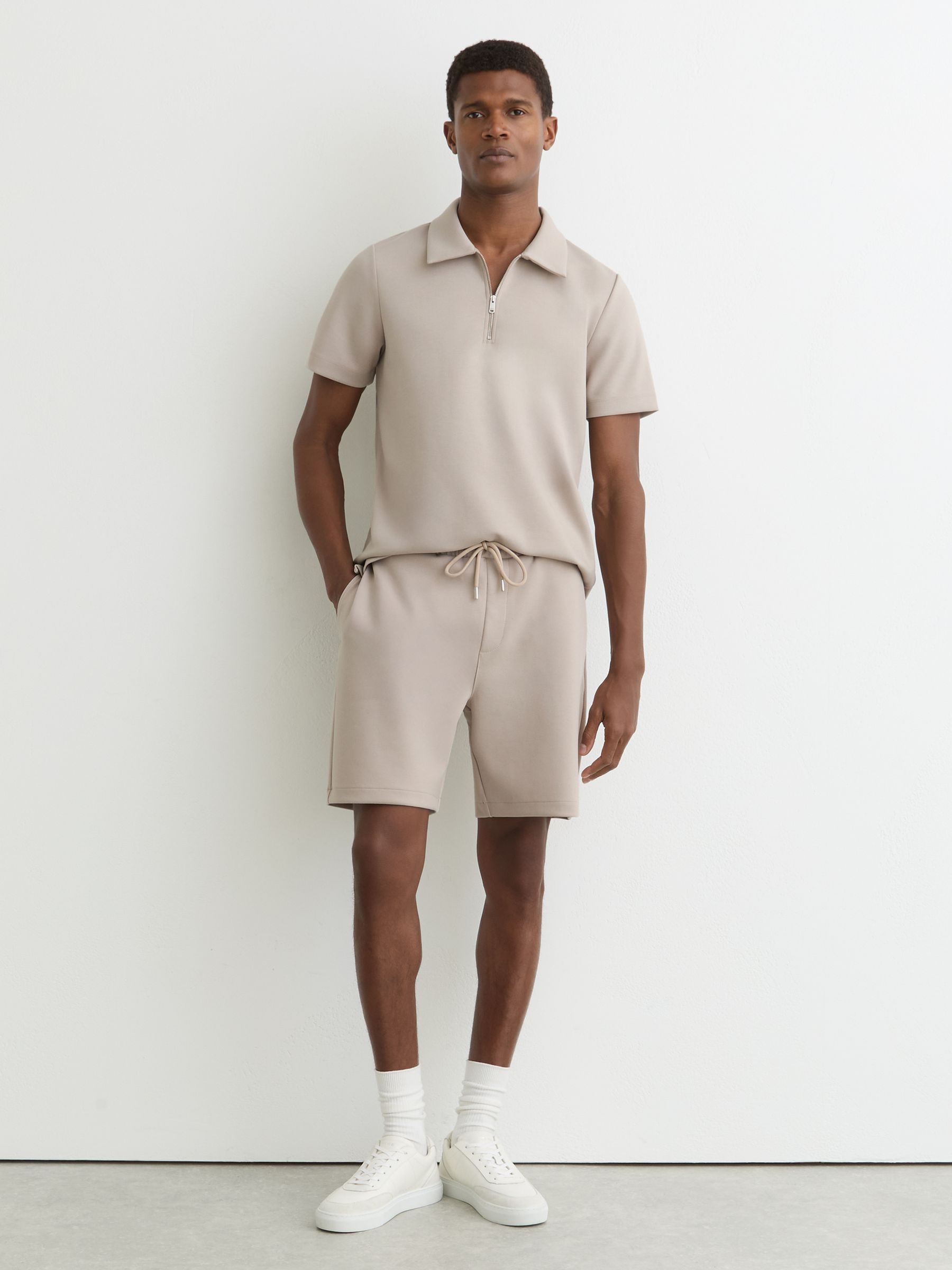 Premium Interlock Drawstring Shorts in Stone - Image 5 of 7