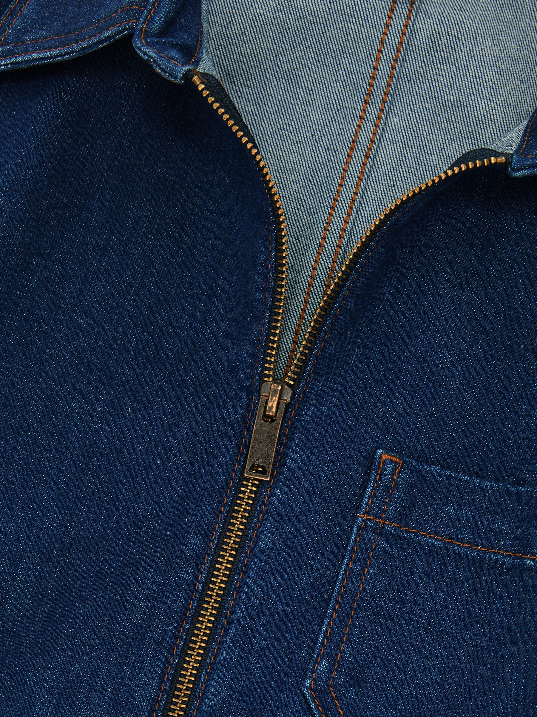 Wide-Leg Zip-Through Denim Jumpsuit in Indigo Blue - Image 7 of 7