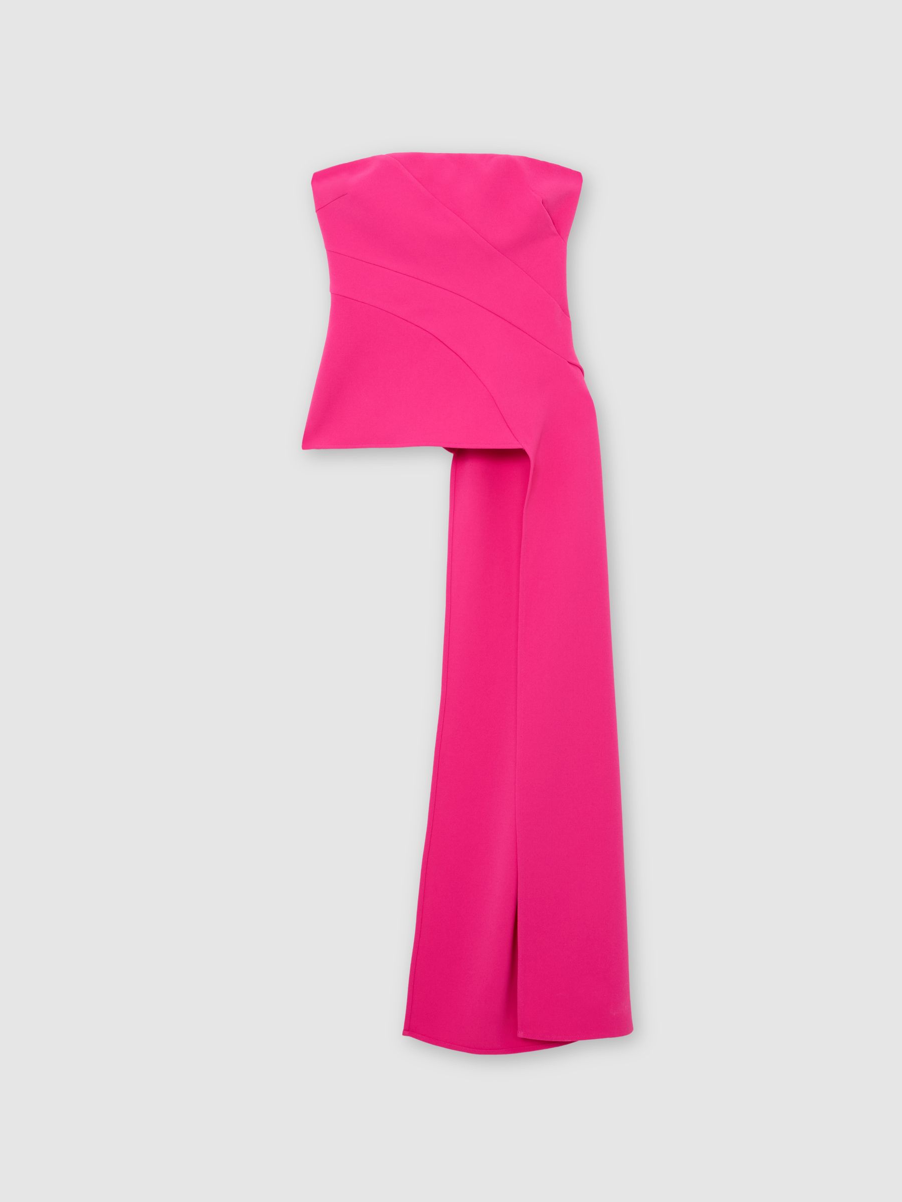 Strapless Drape-Detail Structured Top in Bright Pink - Image 2 of 6