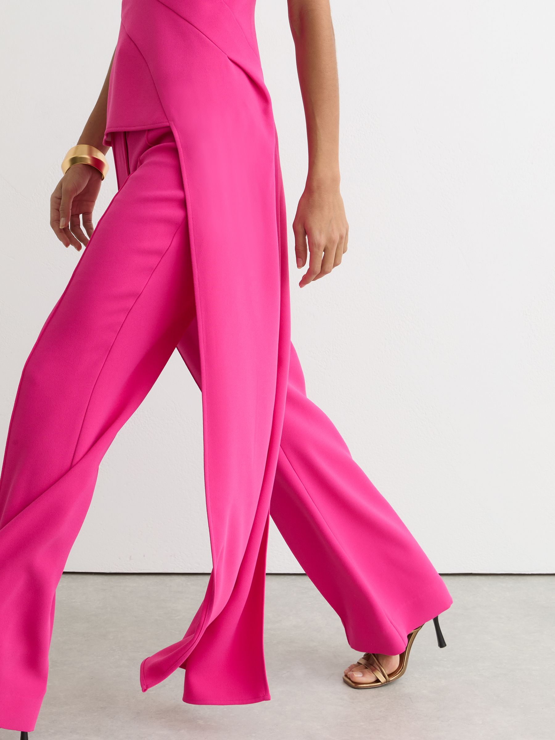 Strapless Drape-Detail Structured Top in Bright Pink - Image 4 of 6
