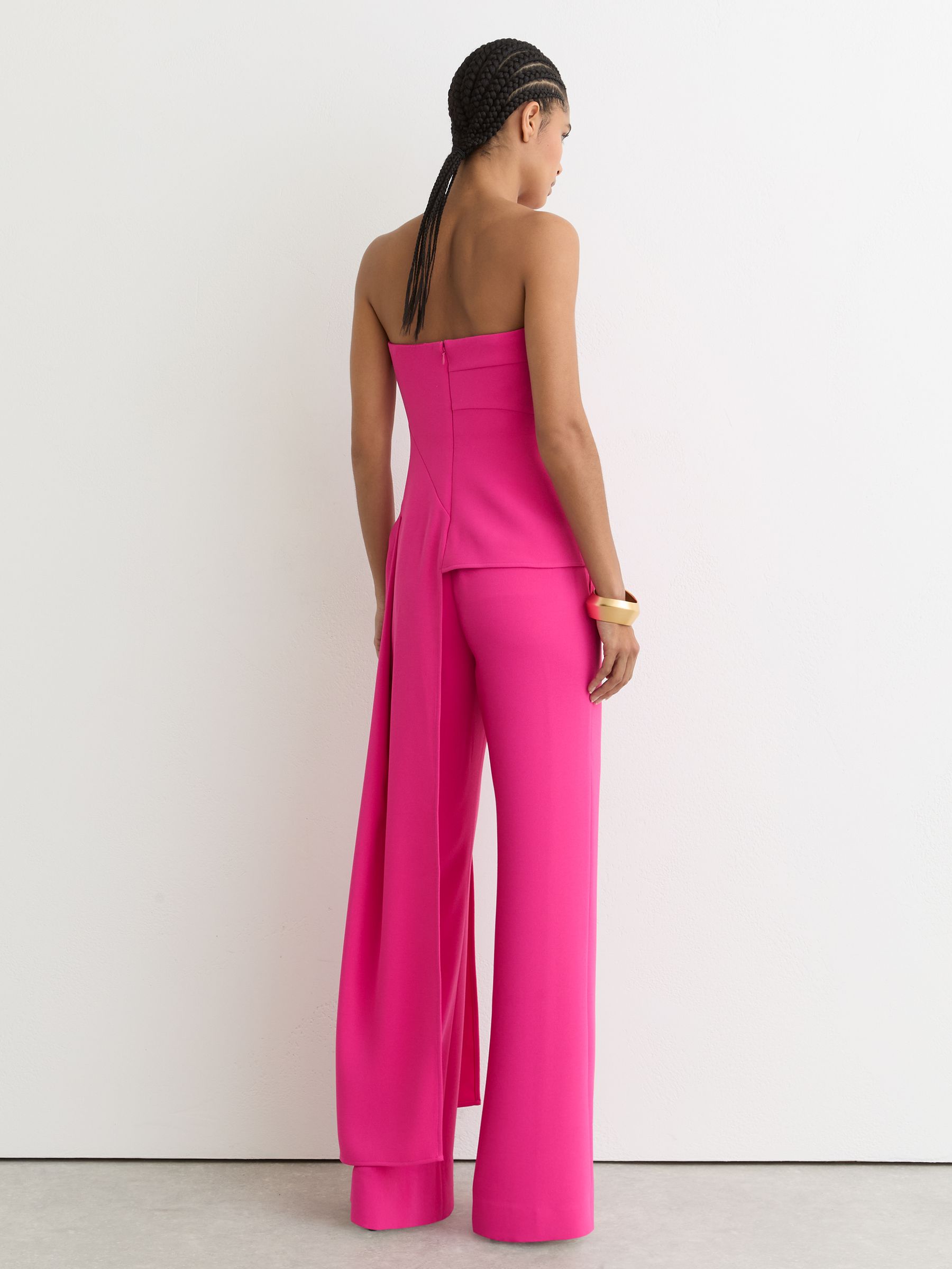 Strapless Drape-Detail Structured Top in Bright Pink - image 4