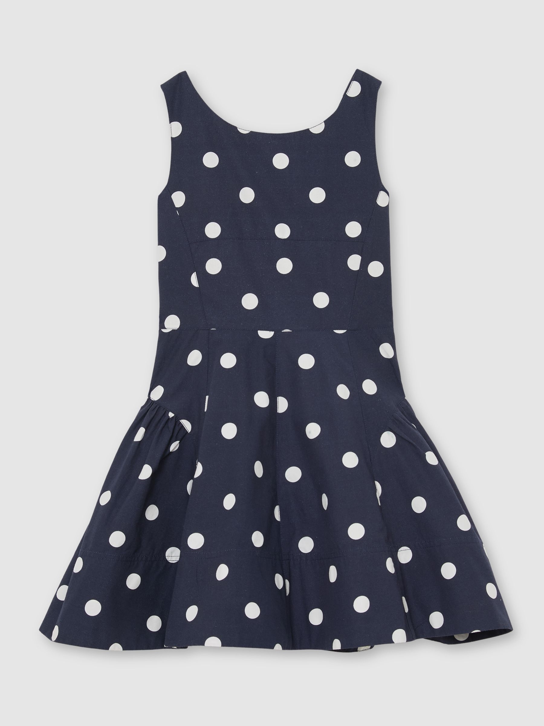 Cotton Polka-Dot Sleeveless Dress in Navy/Ivory - Image 2 of 3