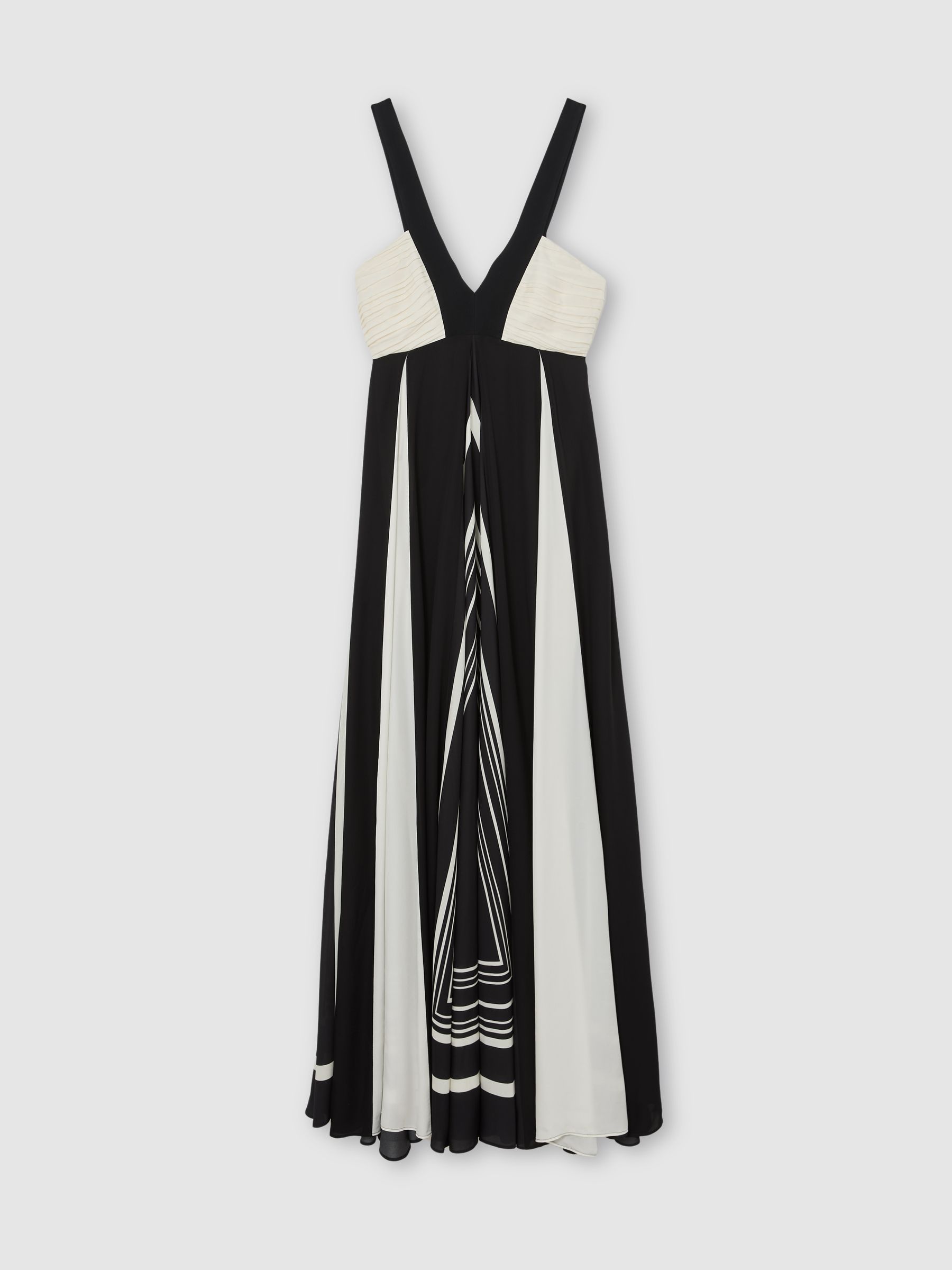 Empire-Line Printed Maxi Dress in Black/Ivory - image 1