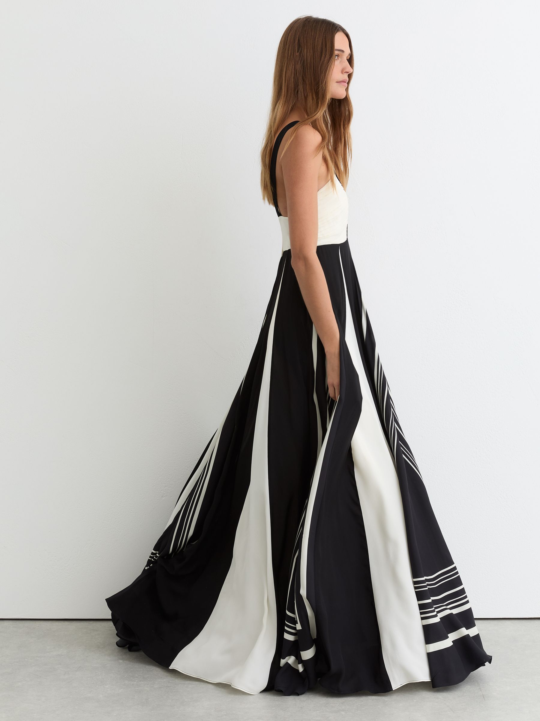 Empire-Line Printed Maxi Dress in Black/Ivory - Image 4 of 7
