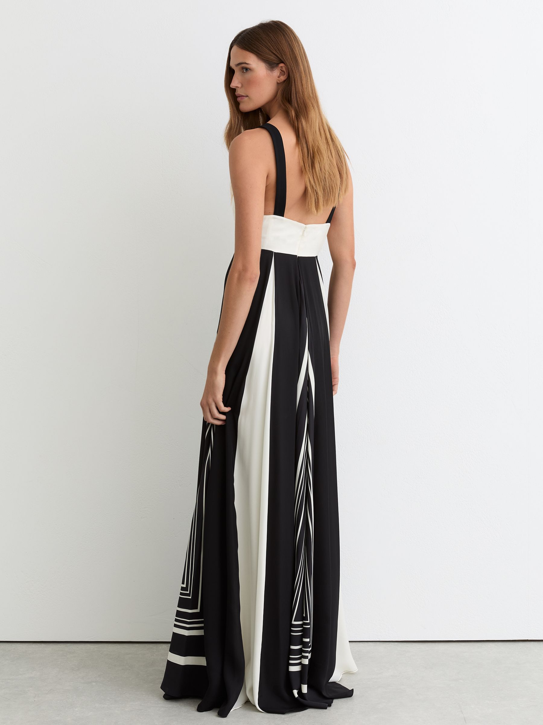 Empire-Line Printed Maxi Dress in Black/Ivory - Image 6 of 7
