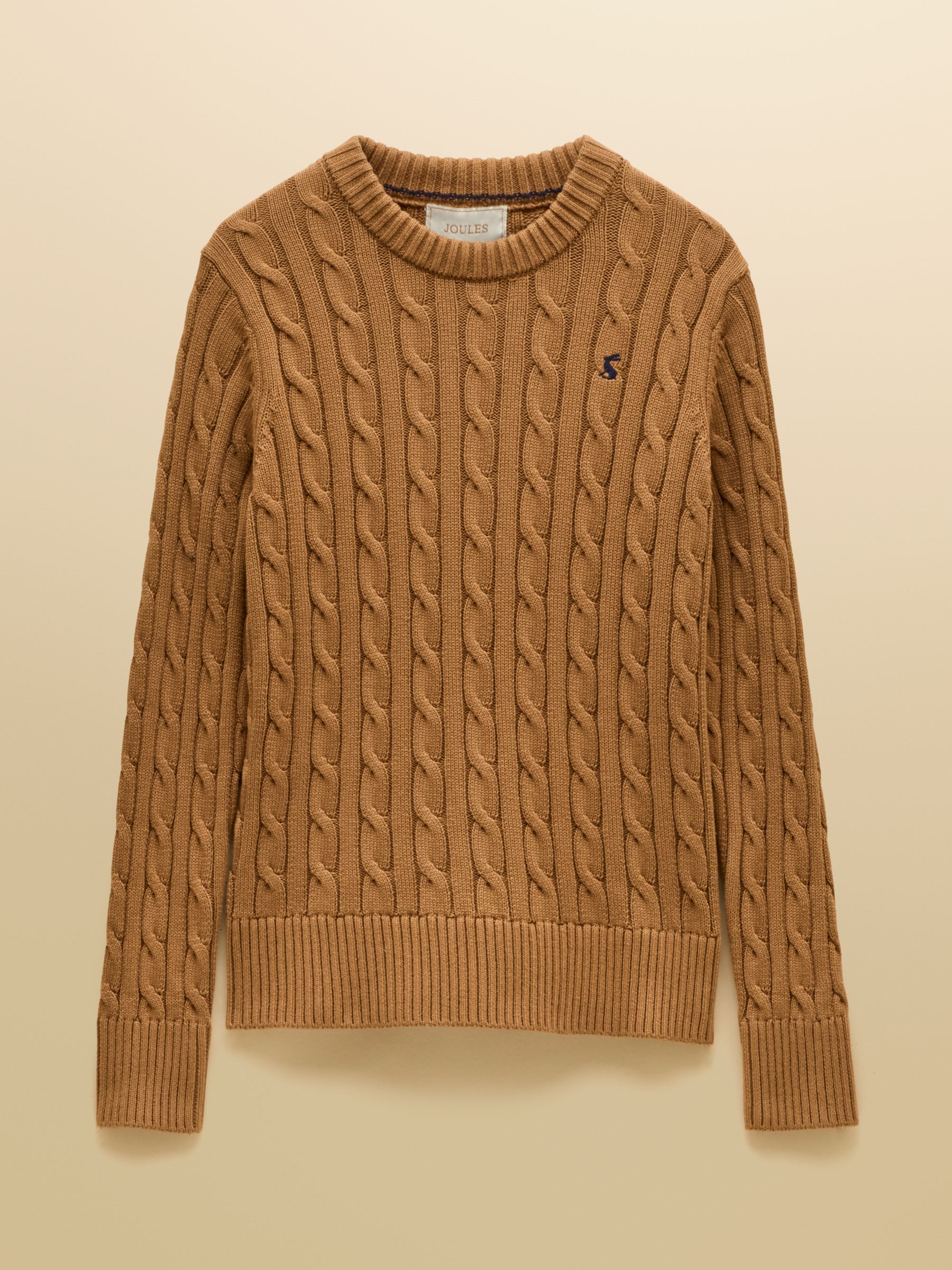 Camel Classic Crew Neck Cotton Cable Knit Jumper - Image 8 of 8 Camel Classic Crew Neck Cotton Cable Knit Jumper - Image 8 of 8