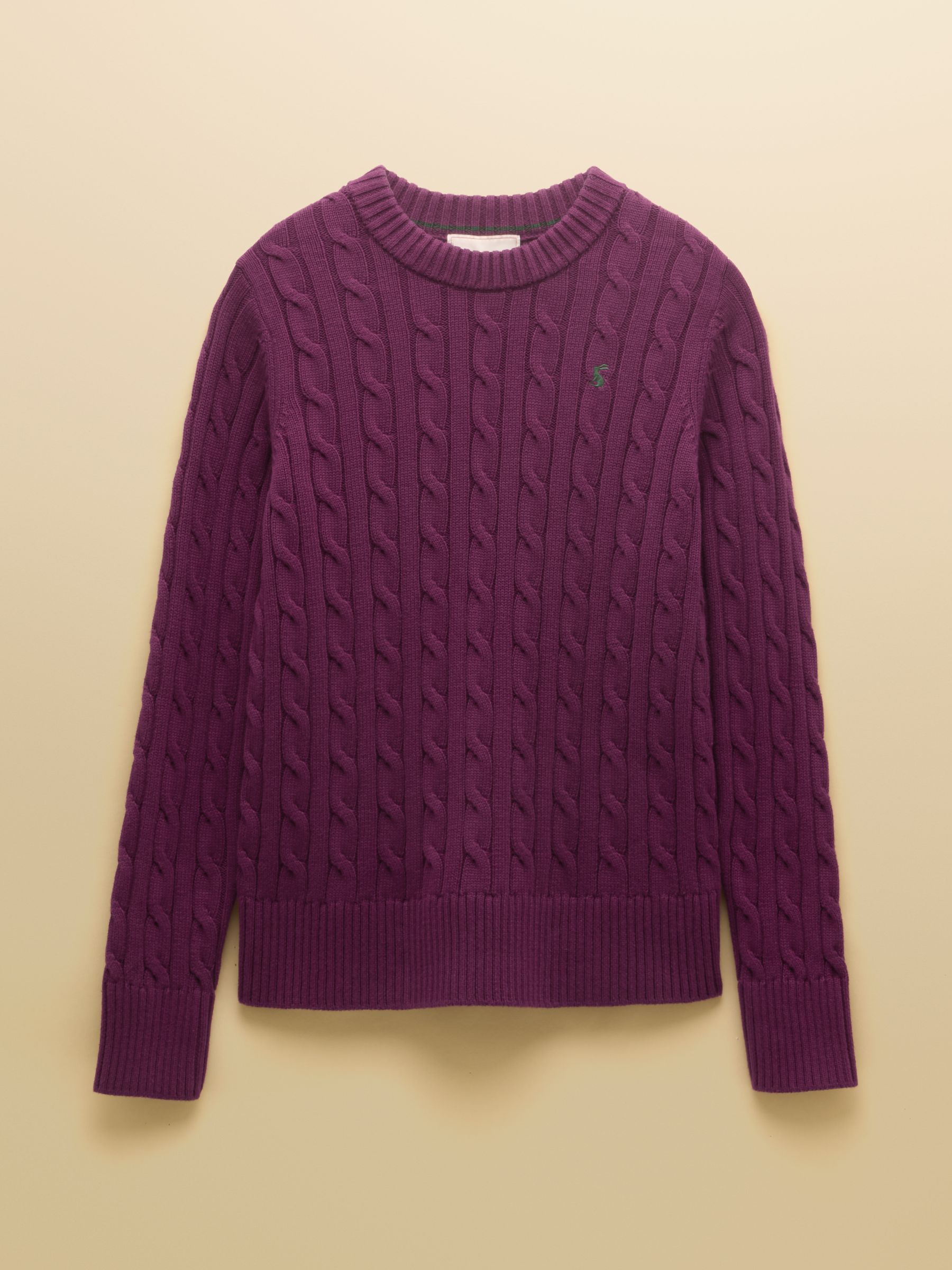 Purple Berry Classic Crew Neck Cotton Cable Knit Jumper - Image 7 of 7 Purple Berry Classic Crew Neck Cotton Cable Knit Jumper - Image 7 of 7