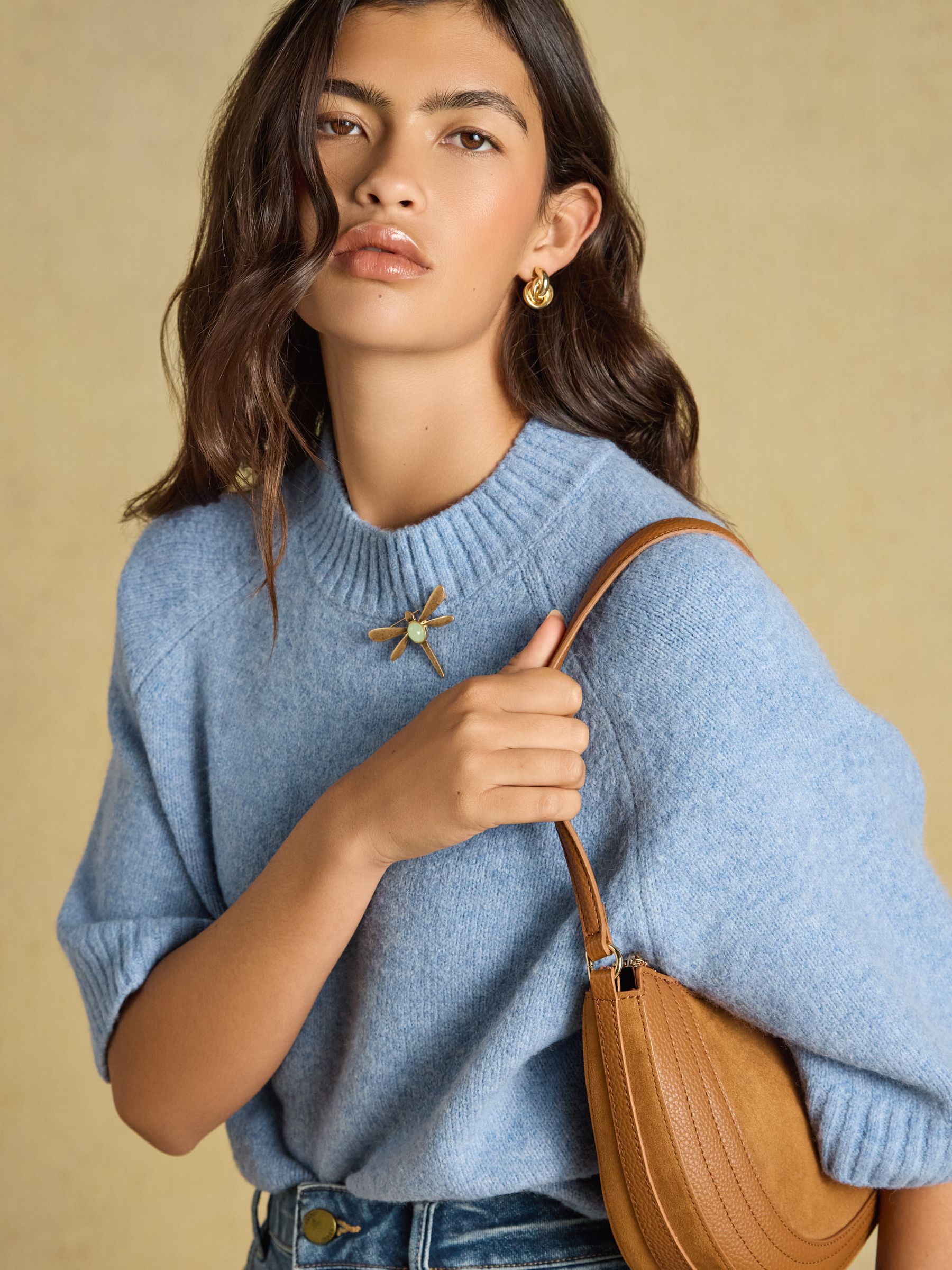 Short Sleeve Jumper Light Blue Crew Neck Knitted Jumper - Image 5 of 9