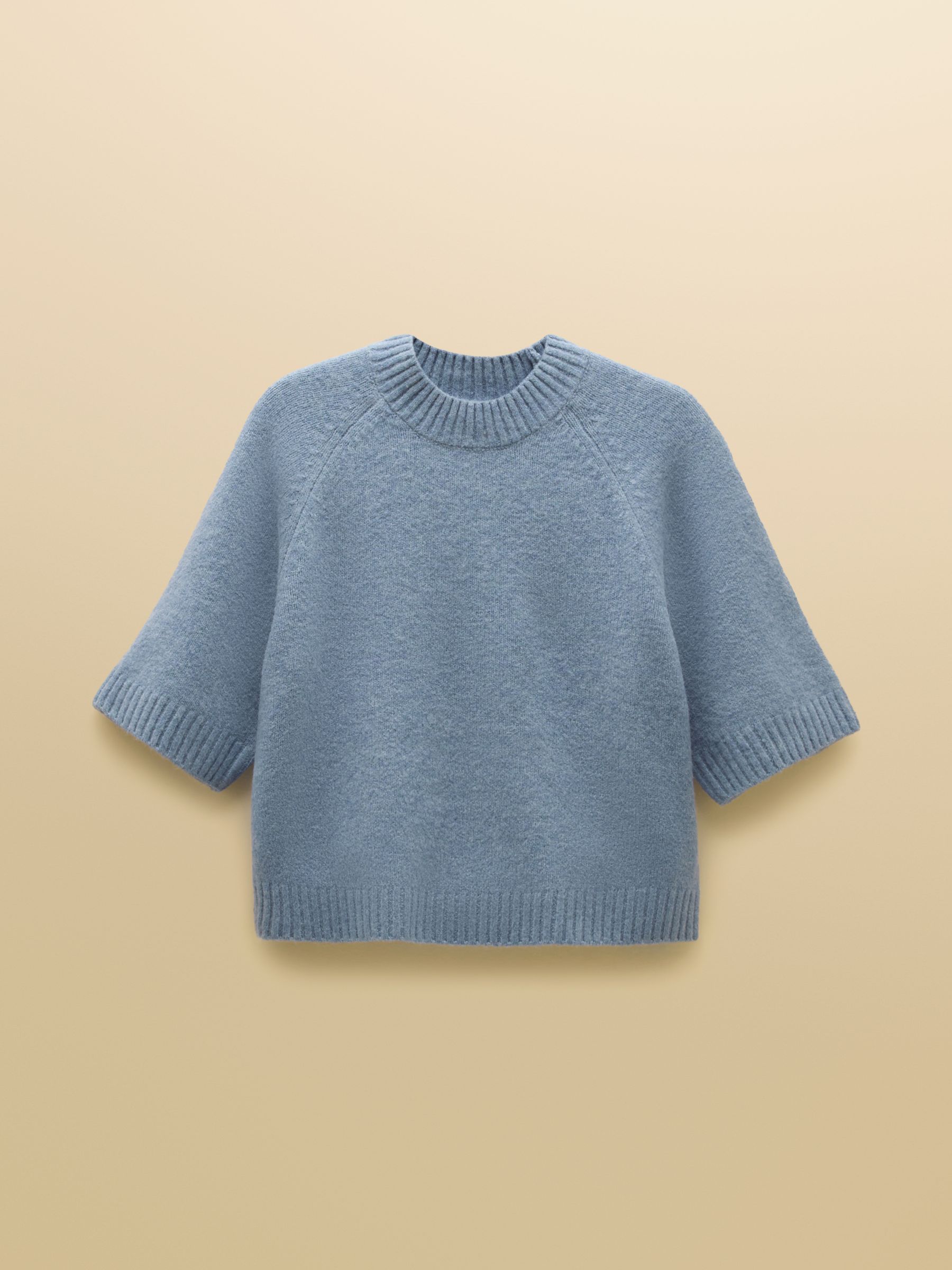 Short Sleeve Jumper Light Blue Crew Neck Knitted Jumper - Image 9 of 9
