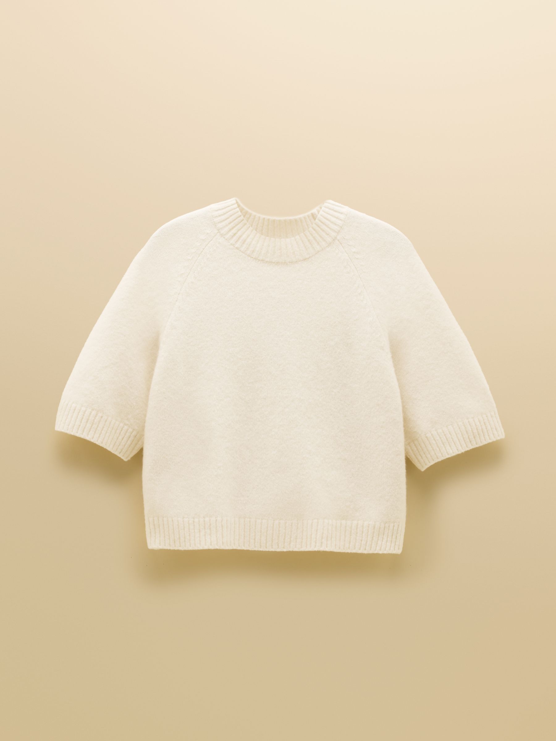 Short Sleeve Jumper Cream Crew Neck Knitted Jumper - Image 7 of 7