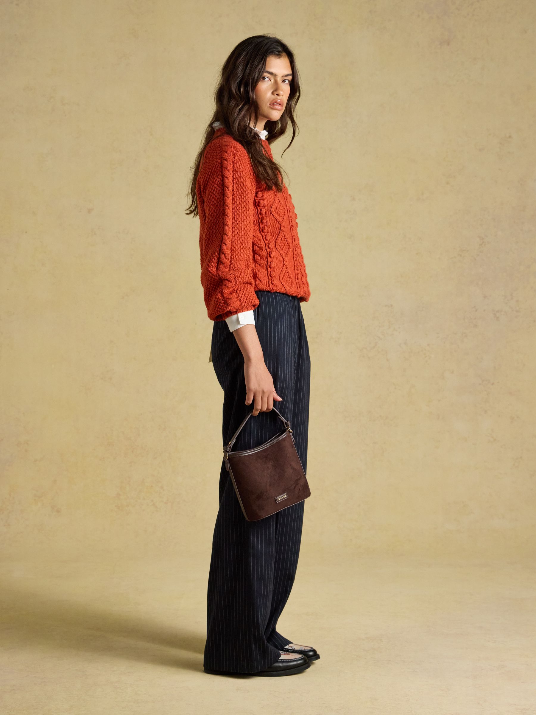 Rafferty Burnt Orange Cable Knit Crew Neck Jumper - Image 3 of 7