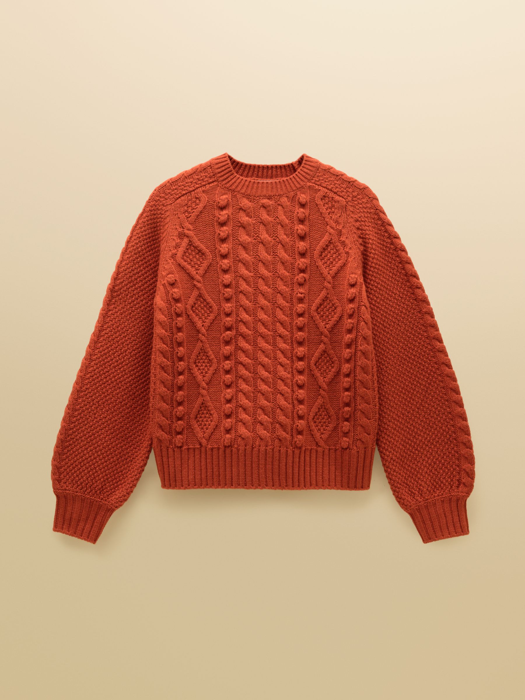 Rafferty Burnt Orange Cable Knit Crew Neck Jumper - Image 7 of 7