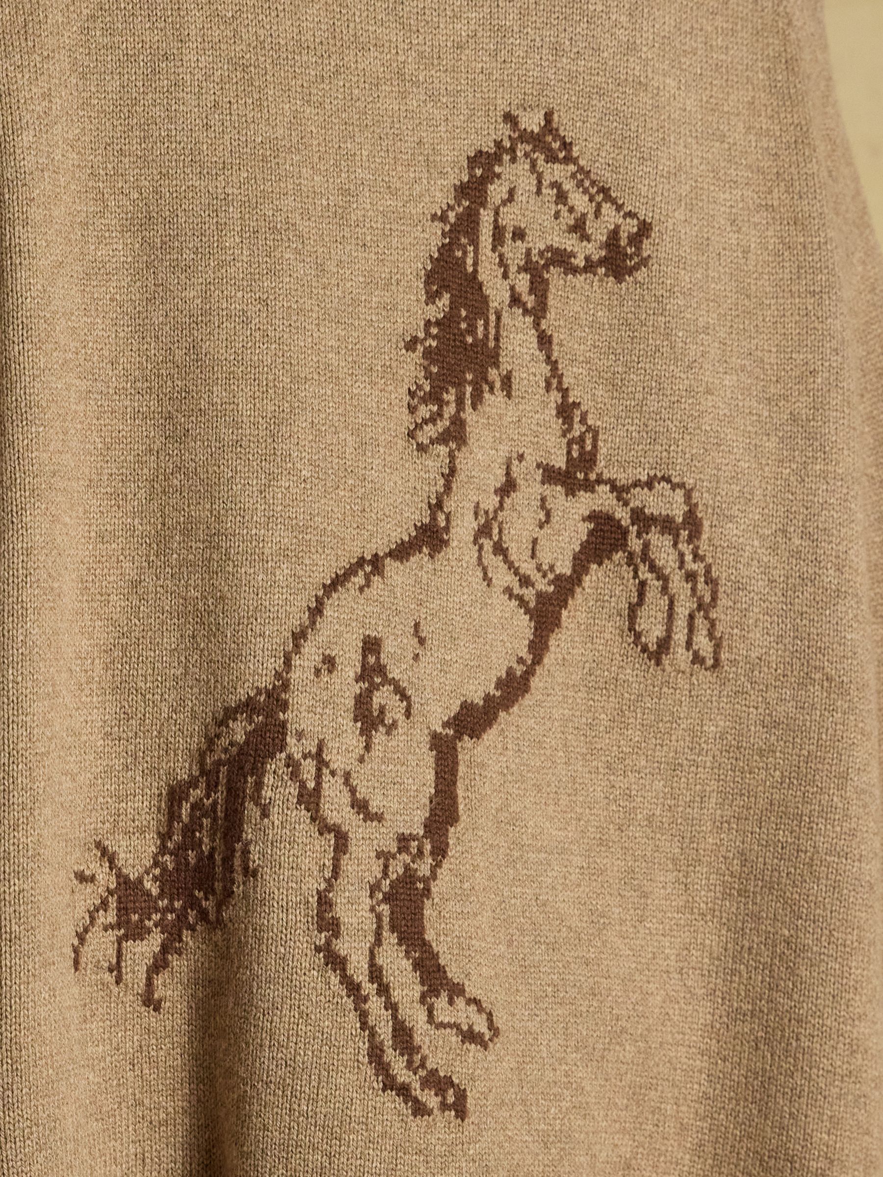 Joules Tan Brown Horse Wool Blend High Neck Knitted Cape - Image 4 of 7