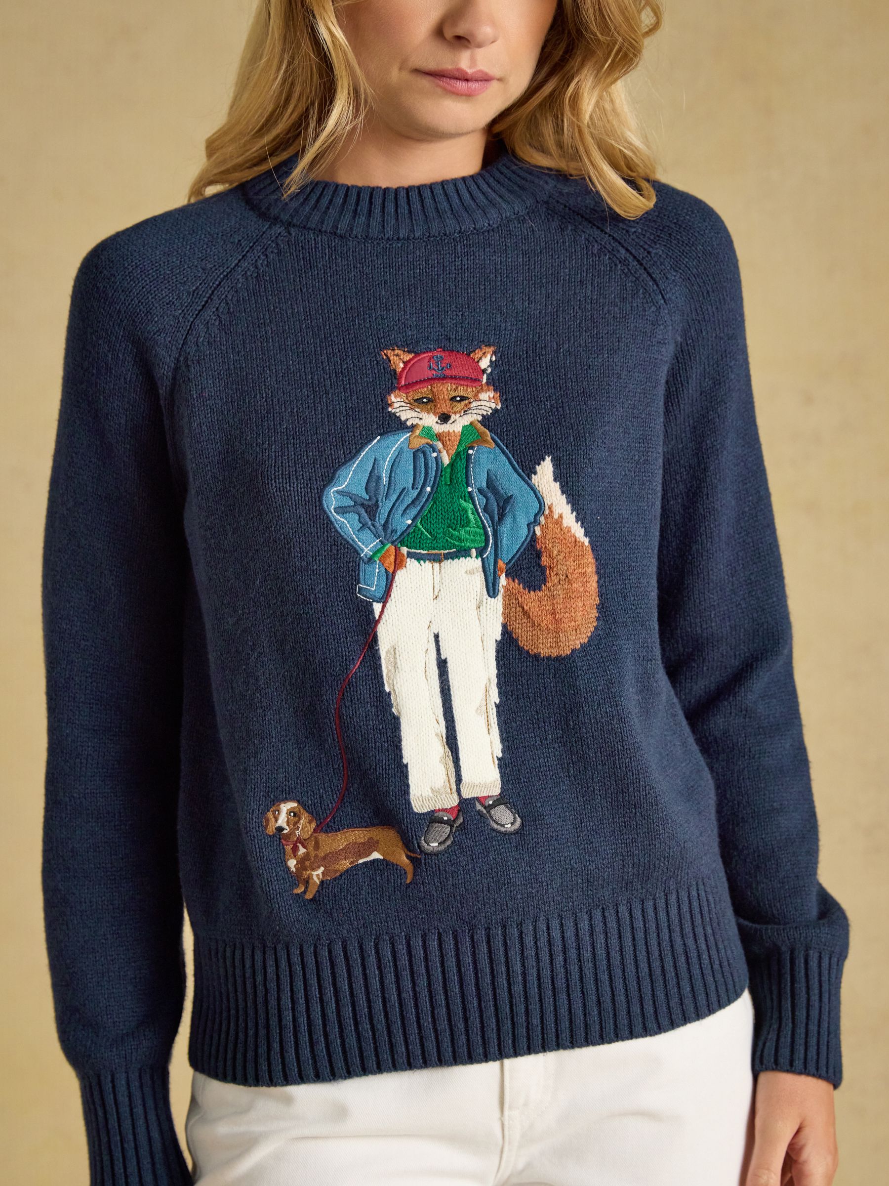 Jonty Fox Navy Cotton Blend Crew Neck Knitted Jumper - Image 5 of 7
