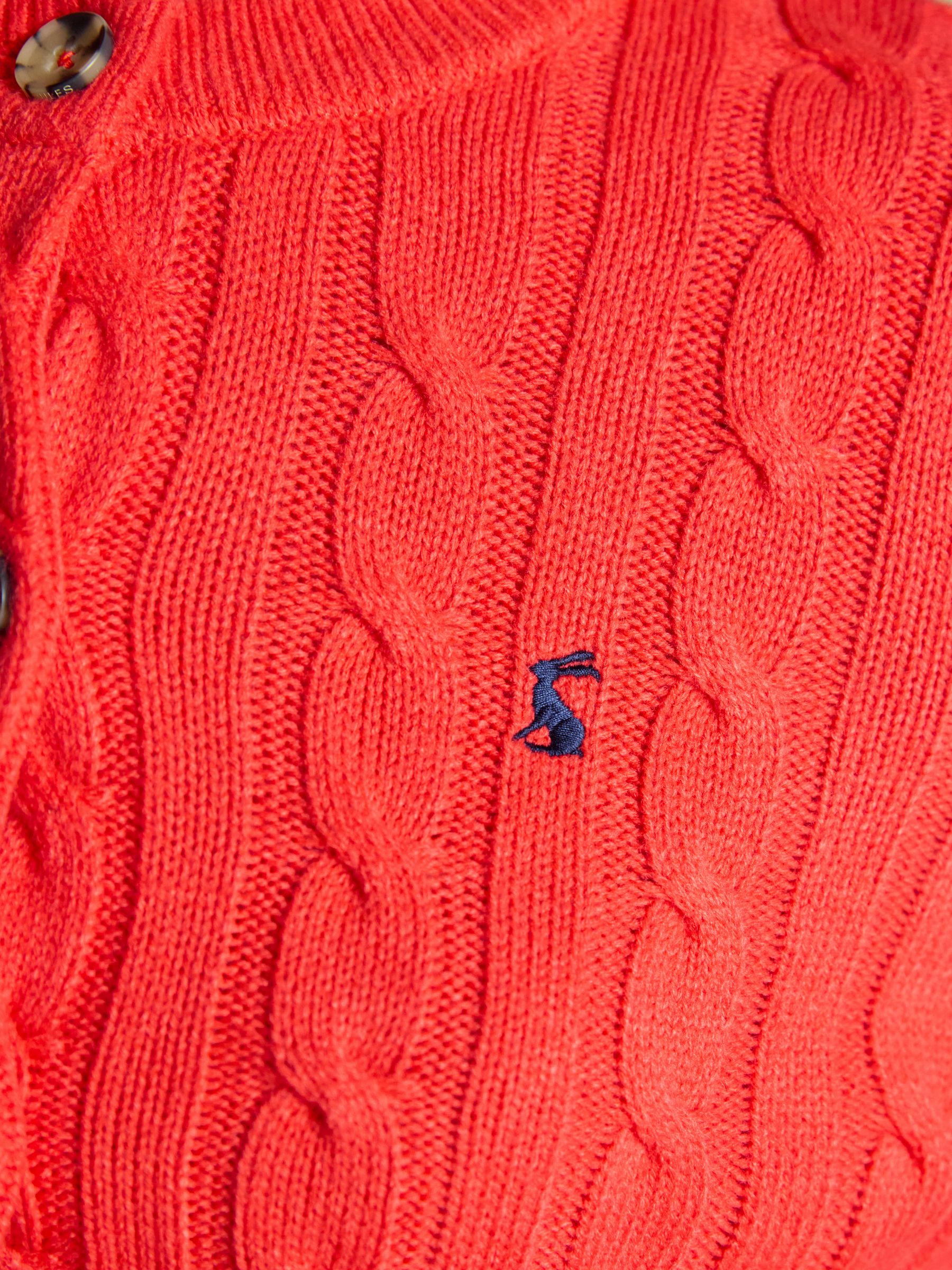 Red Cable Knit Button Up Cardigan - Image 8 of 9