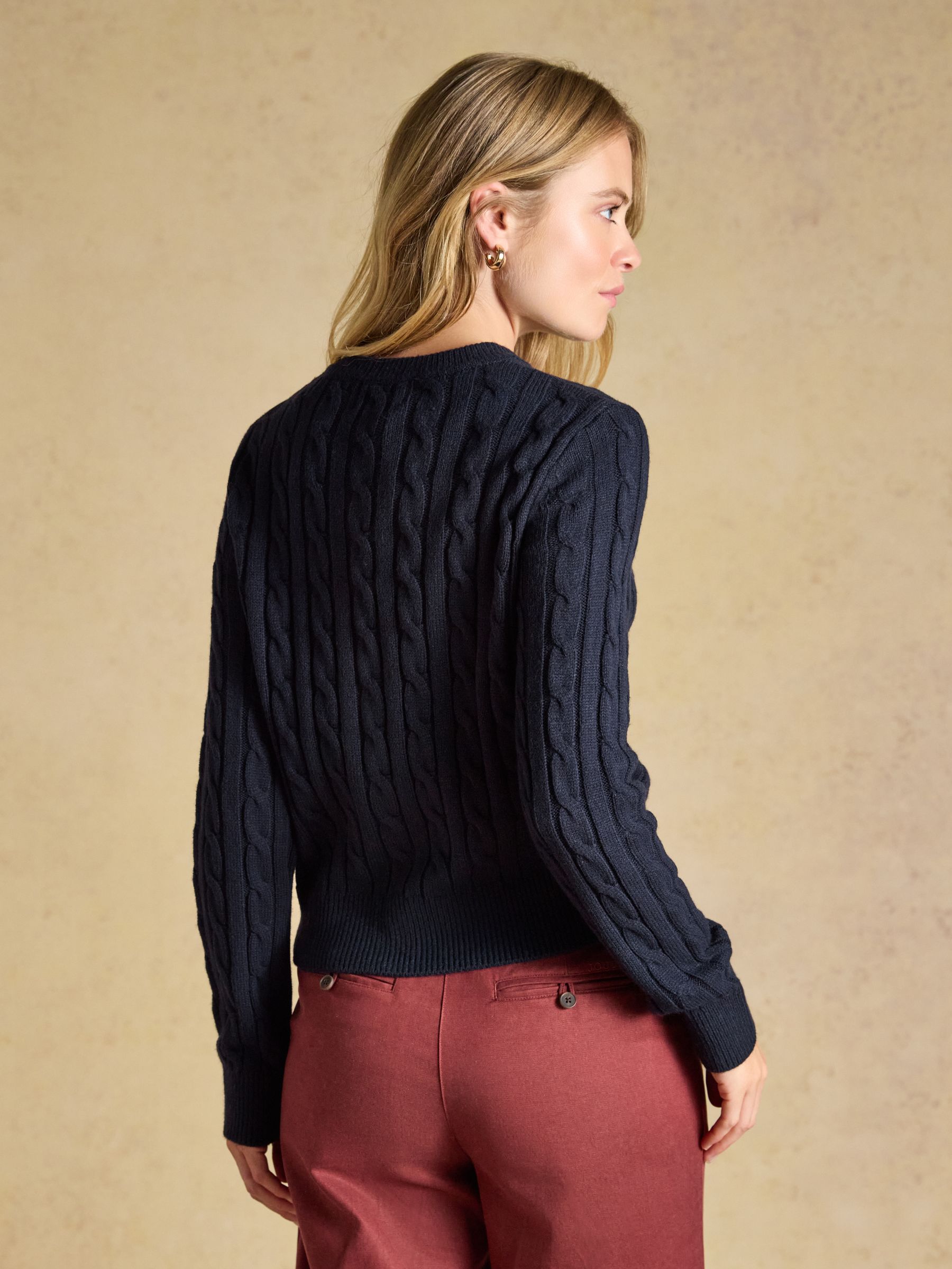 Navy Cable Knit Button Up Cardigan - Image 2 of 8