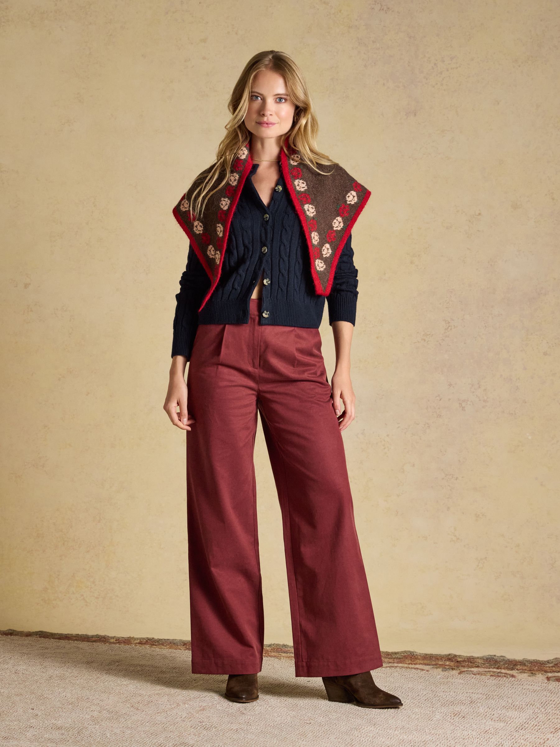 Navy Cable Knit Button Up Cardigan - Image 6 of 8