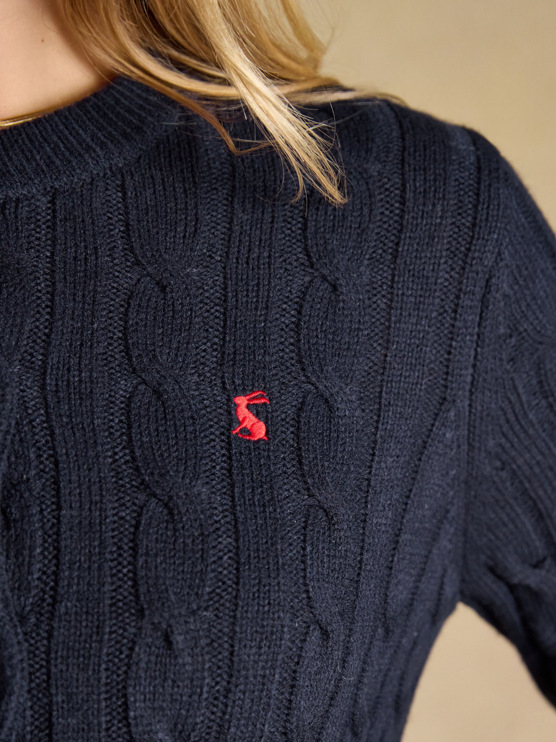 Navy Cable Knit Button Up Cardigan - Image 7 of 8