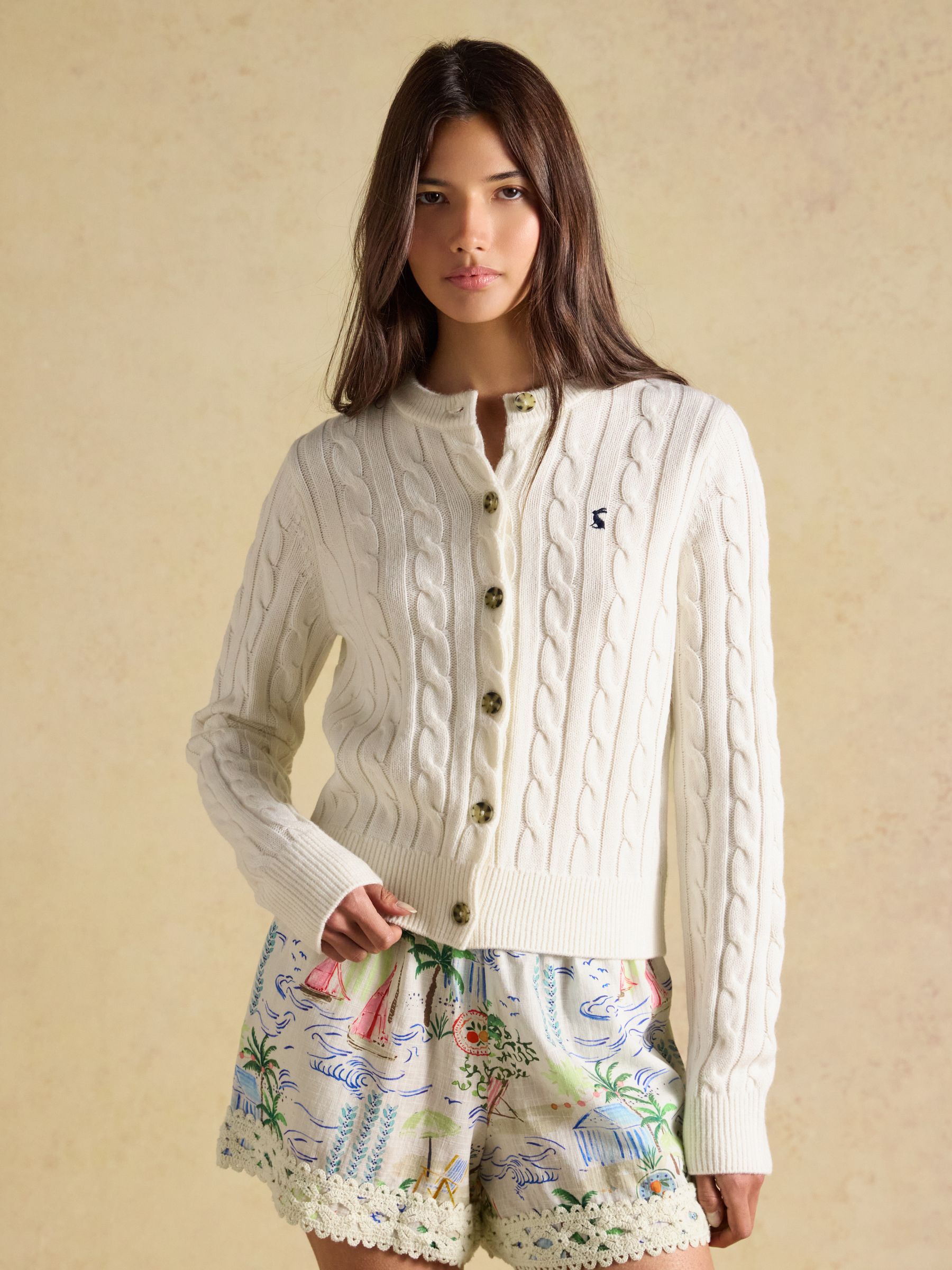 Cream Cable Knitted Button Up Cardigan - Image 1 of 6