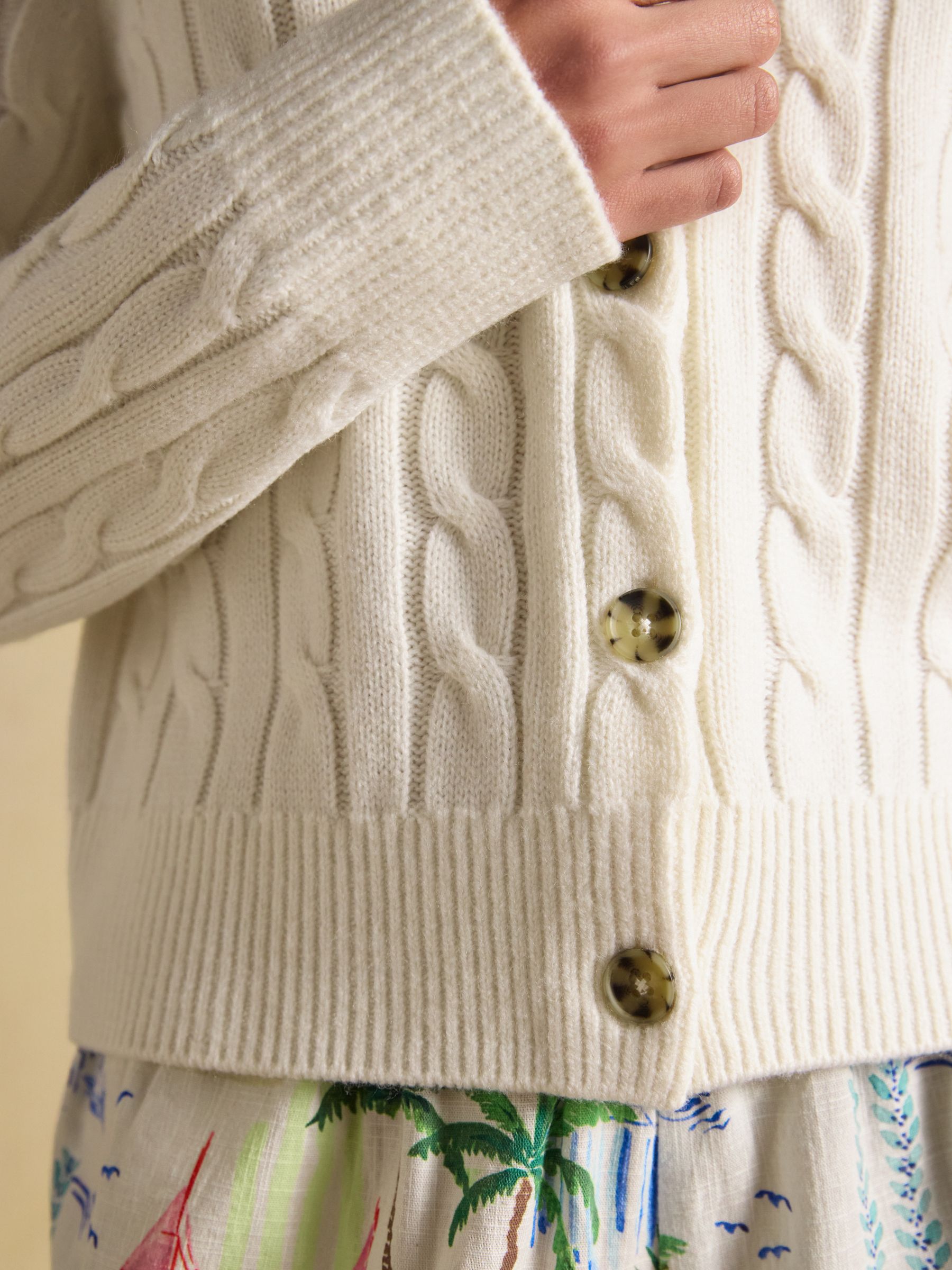 Cream Cable Knitted Button Up Cardigan - Image 4 of 6