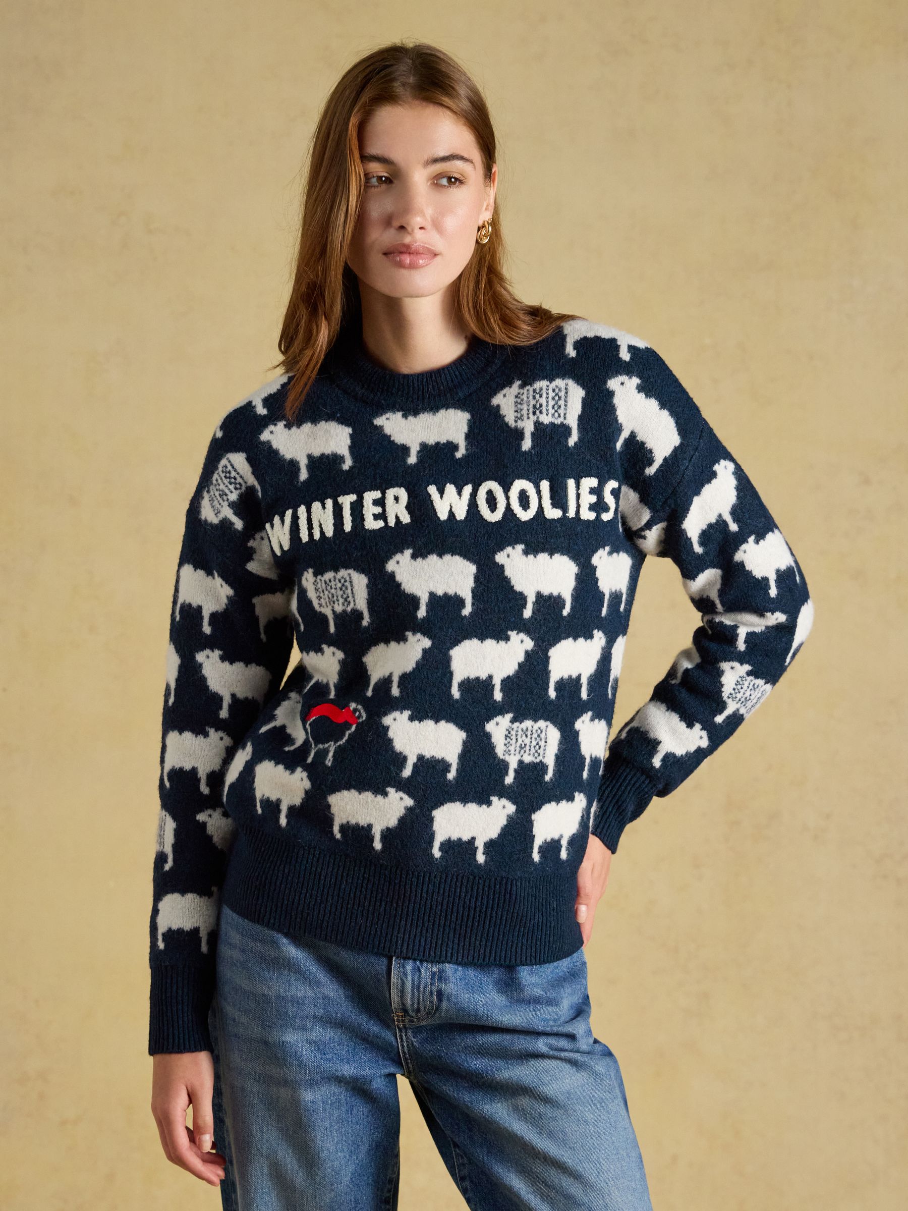 Navy Sheep Icon Crew Neck Knitted Jumper - Image 1 of 7