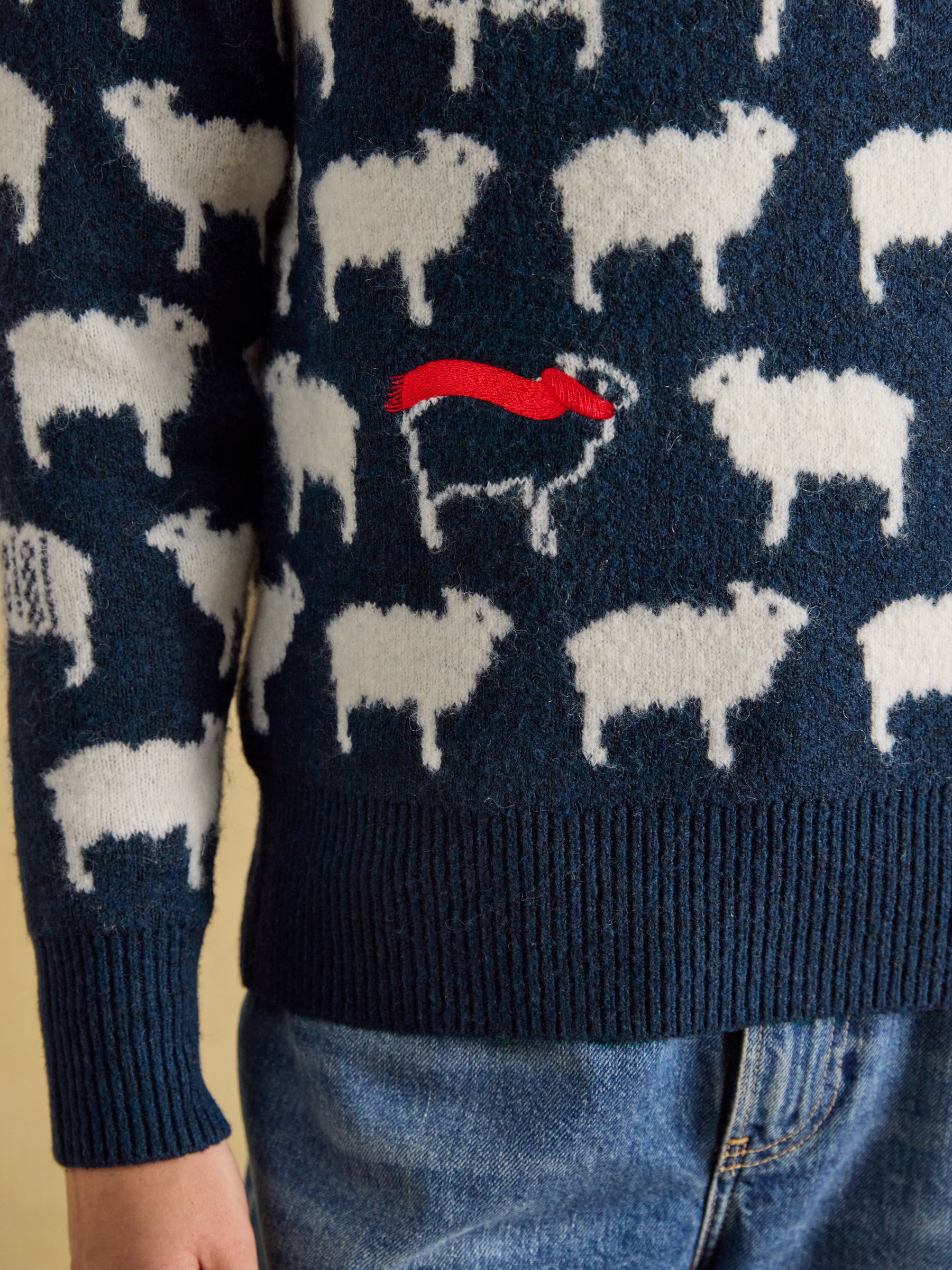 Navy Sheep Icon Crew Neck Knitted Jumper - Image 5 of 7