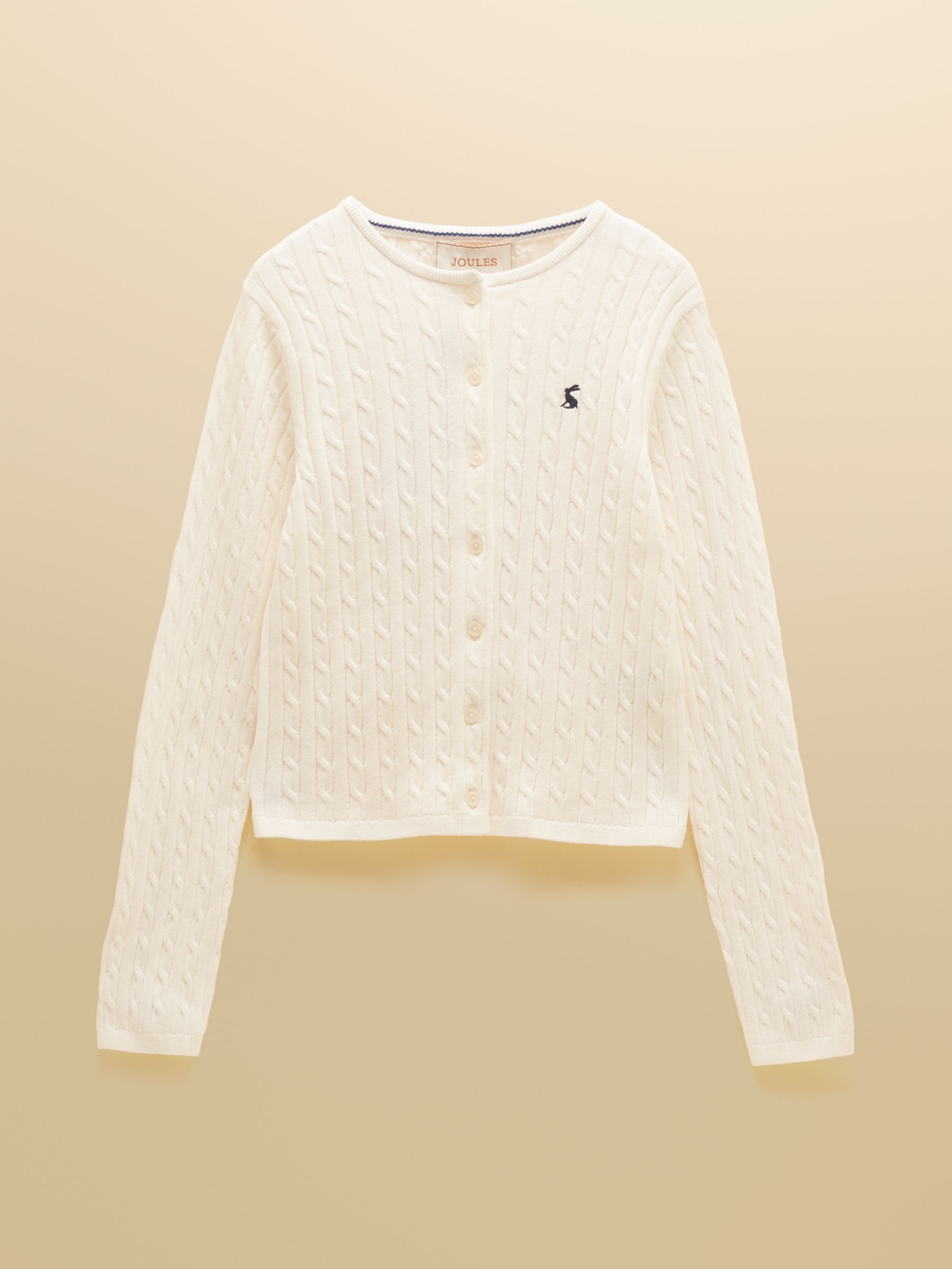 Cream Cotton Fine Cable Knit Cardigan - Image 10 of 13