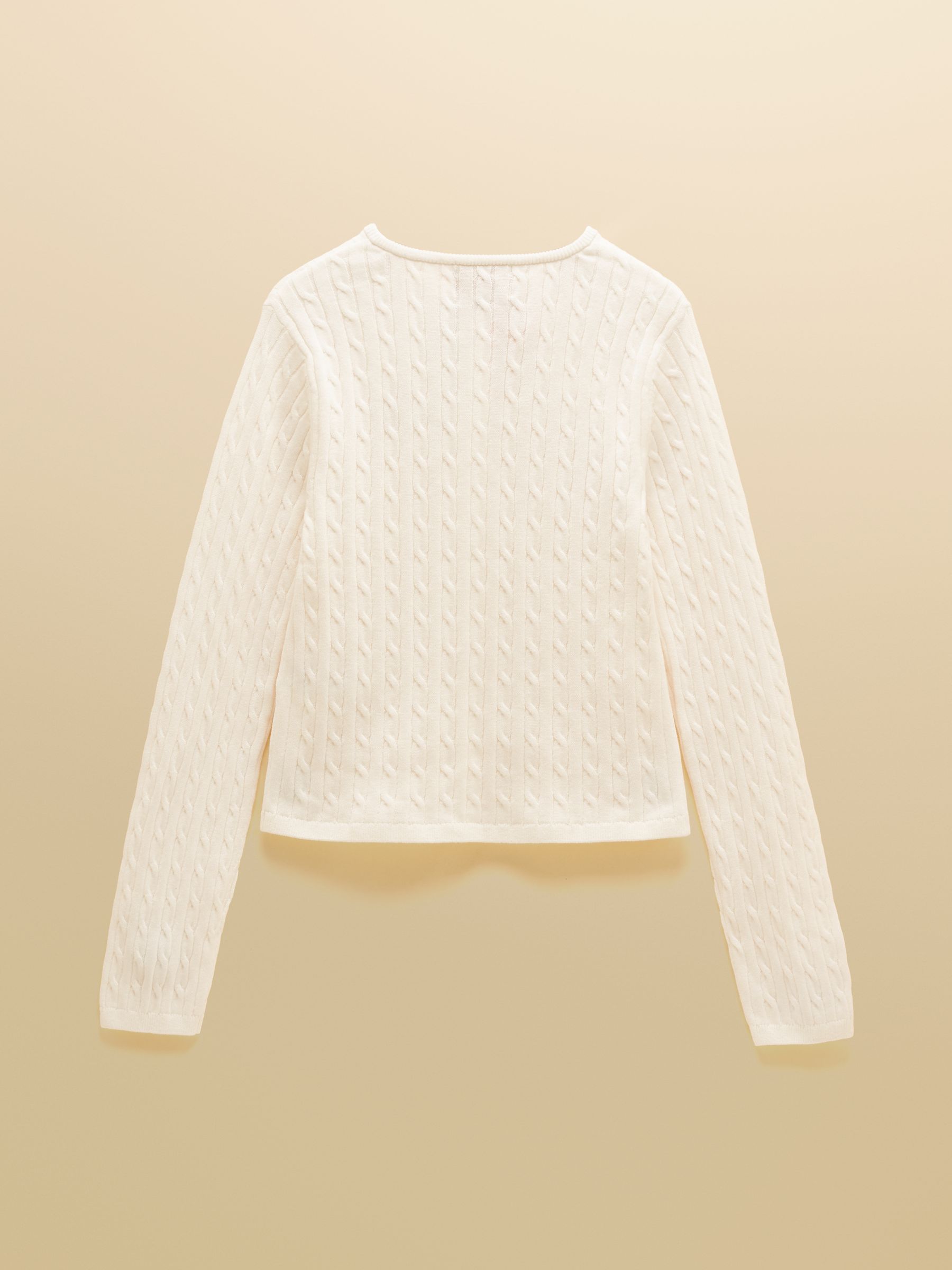 Cream Cotton Fine Cable Knit Cardigan - Image 11 of 13