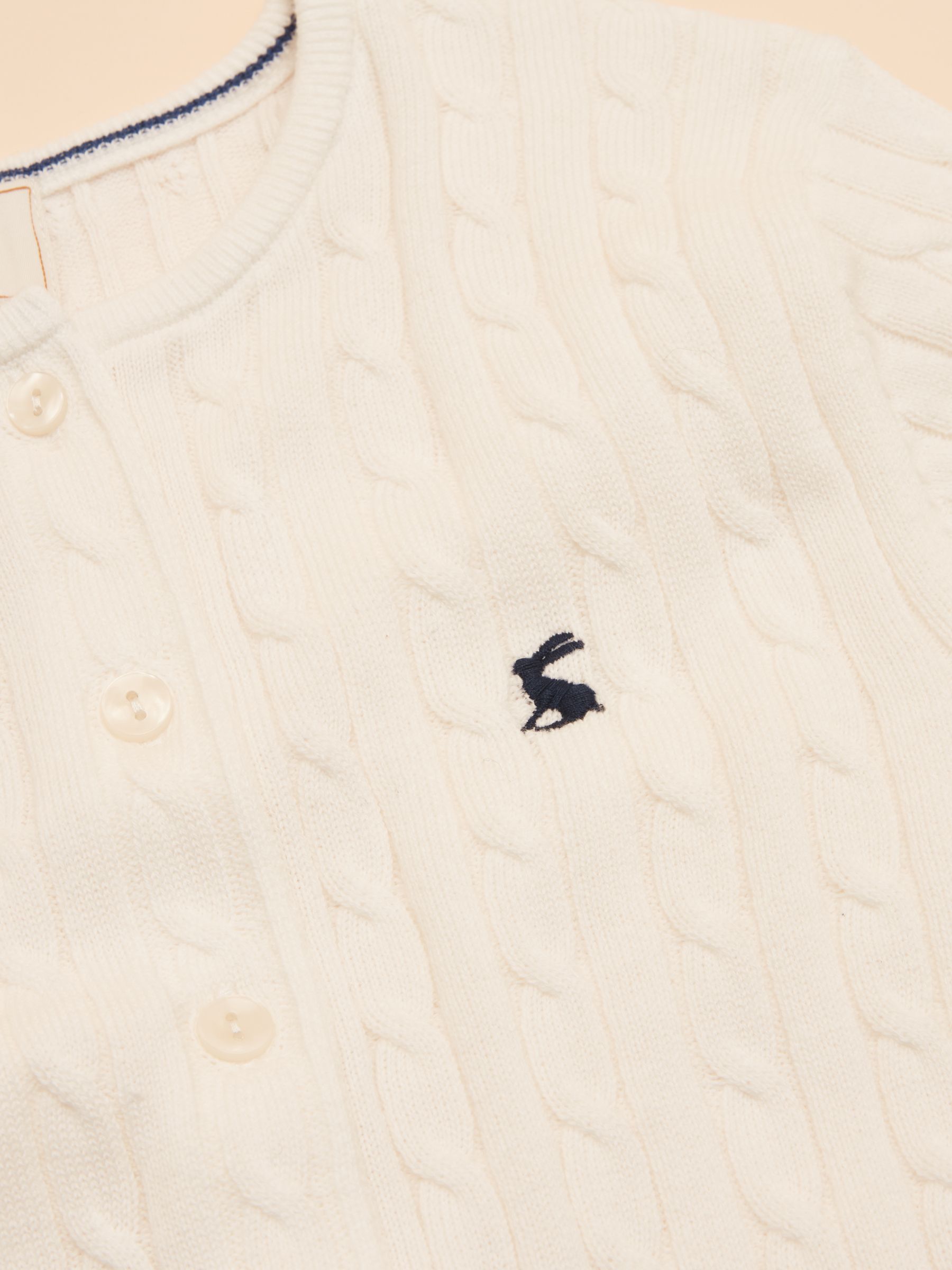 Cream Cotton Fine Cable Knit Cardigan - Image 12 of 13
