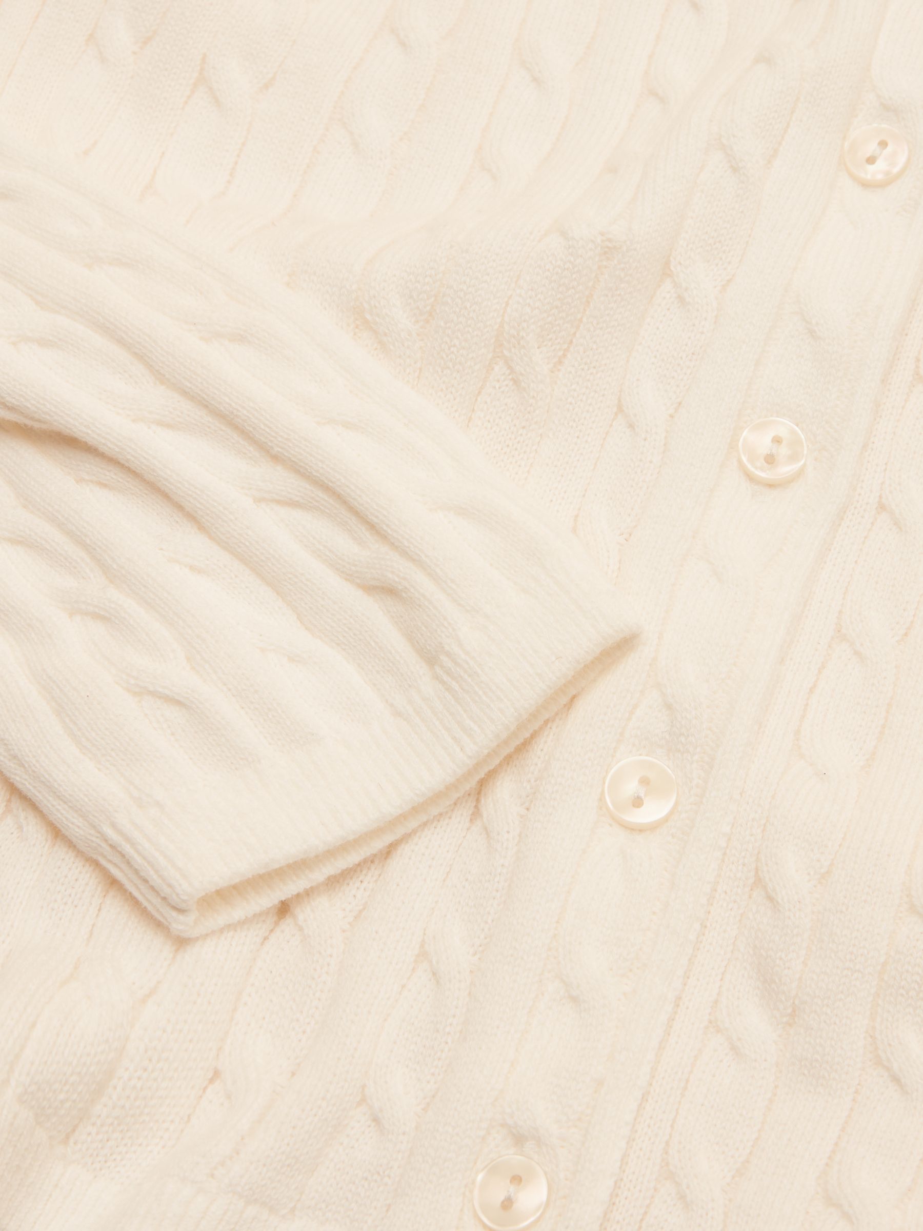 Cream Cotton Fine Cable Knit Cardigan - Image 13 of 13