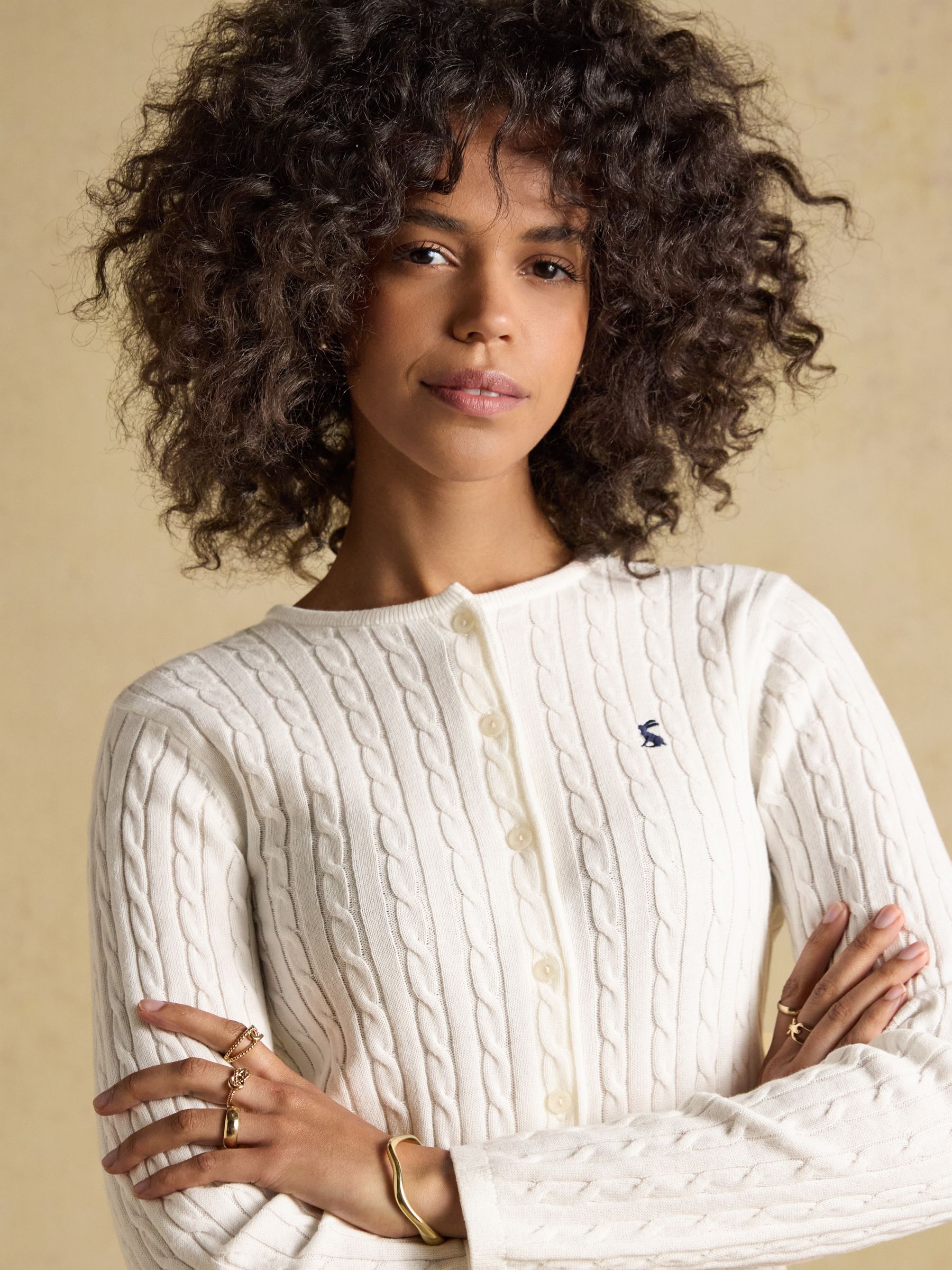 Cream Cotton Fine Cable Knit Cardigan - Image 5 of 13