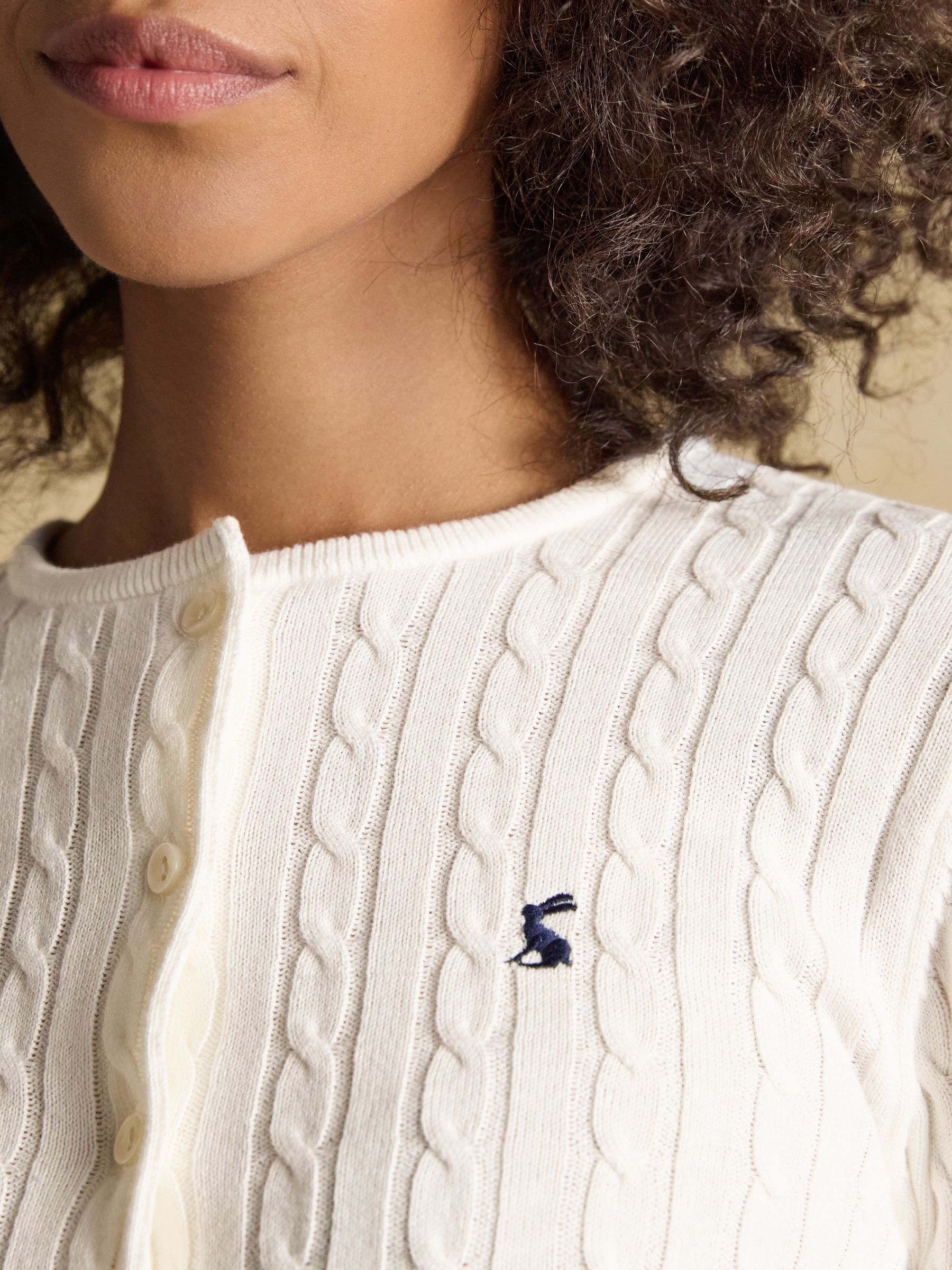Cream Cotton Fine Cable Knit Cardigan - Image 7 of 13