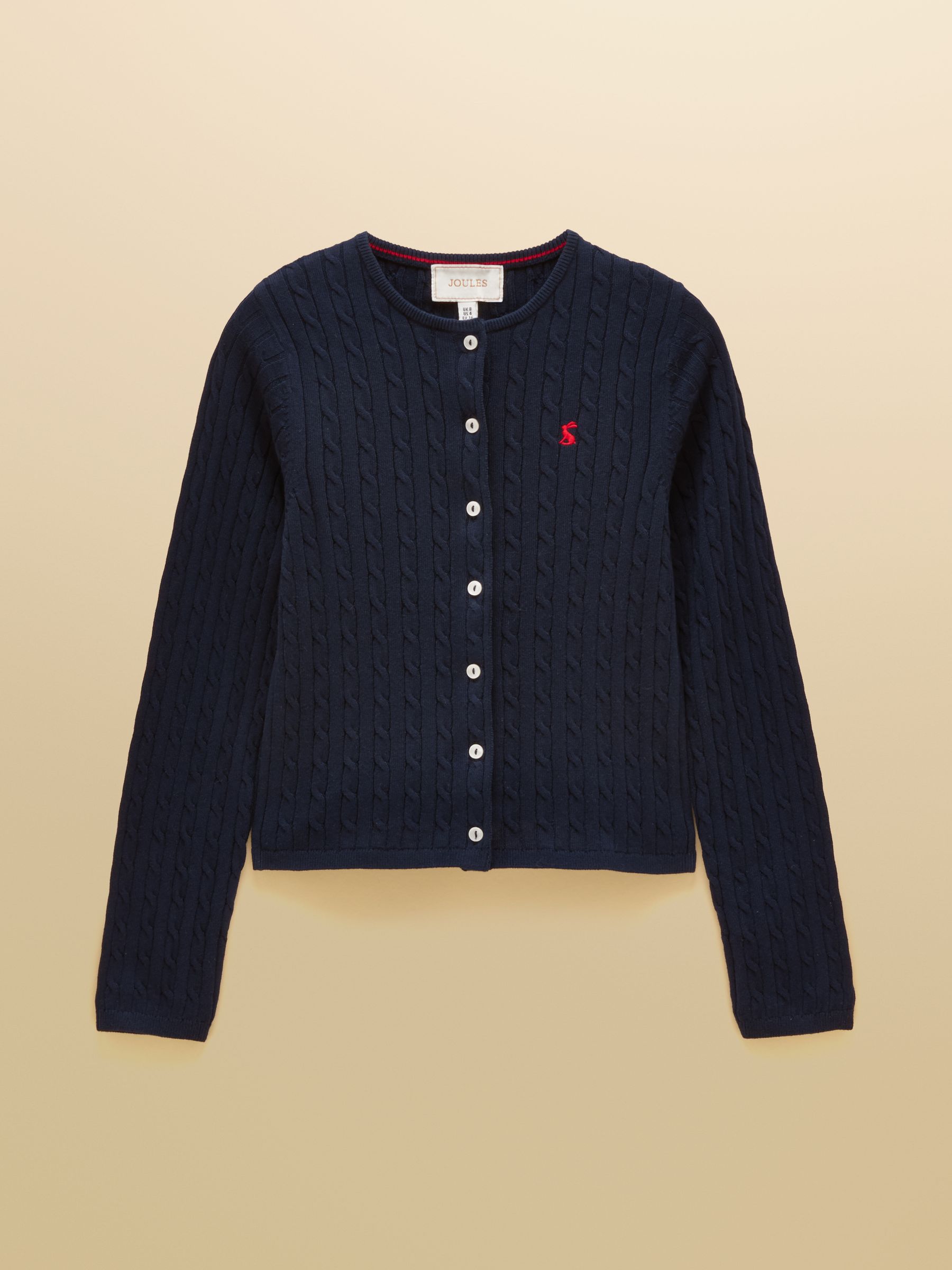 Navy Cotton Fine Cable Knit Cardigan - Image 8 of 8