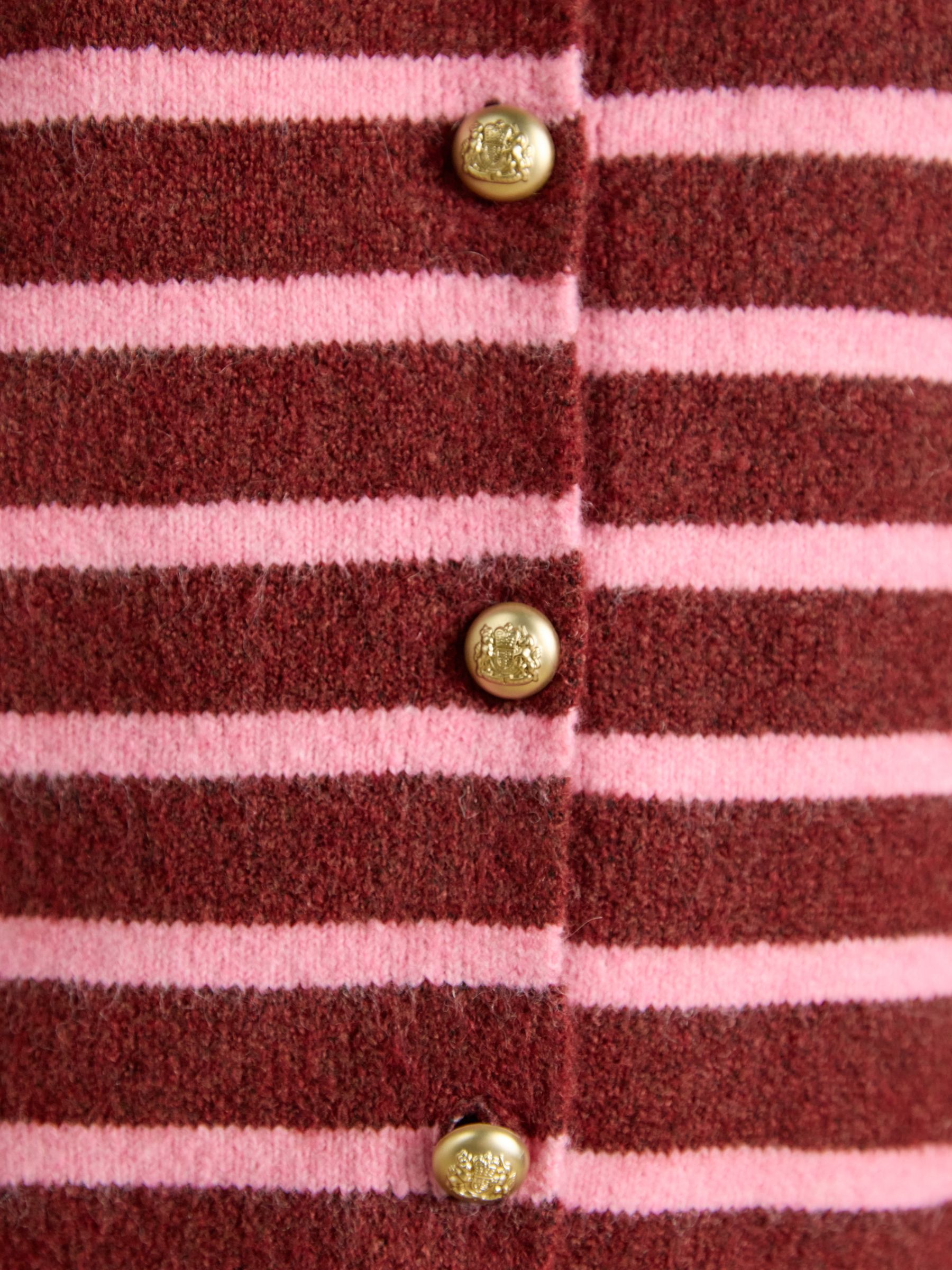 Holly Pink & Burgundy Stripe Button Through Knitted Vest - Image 6 of 7