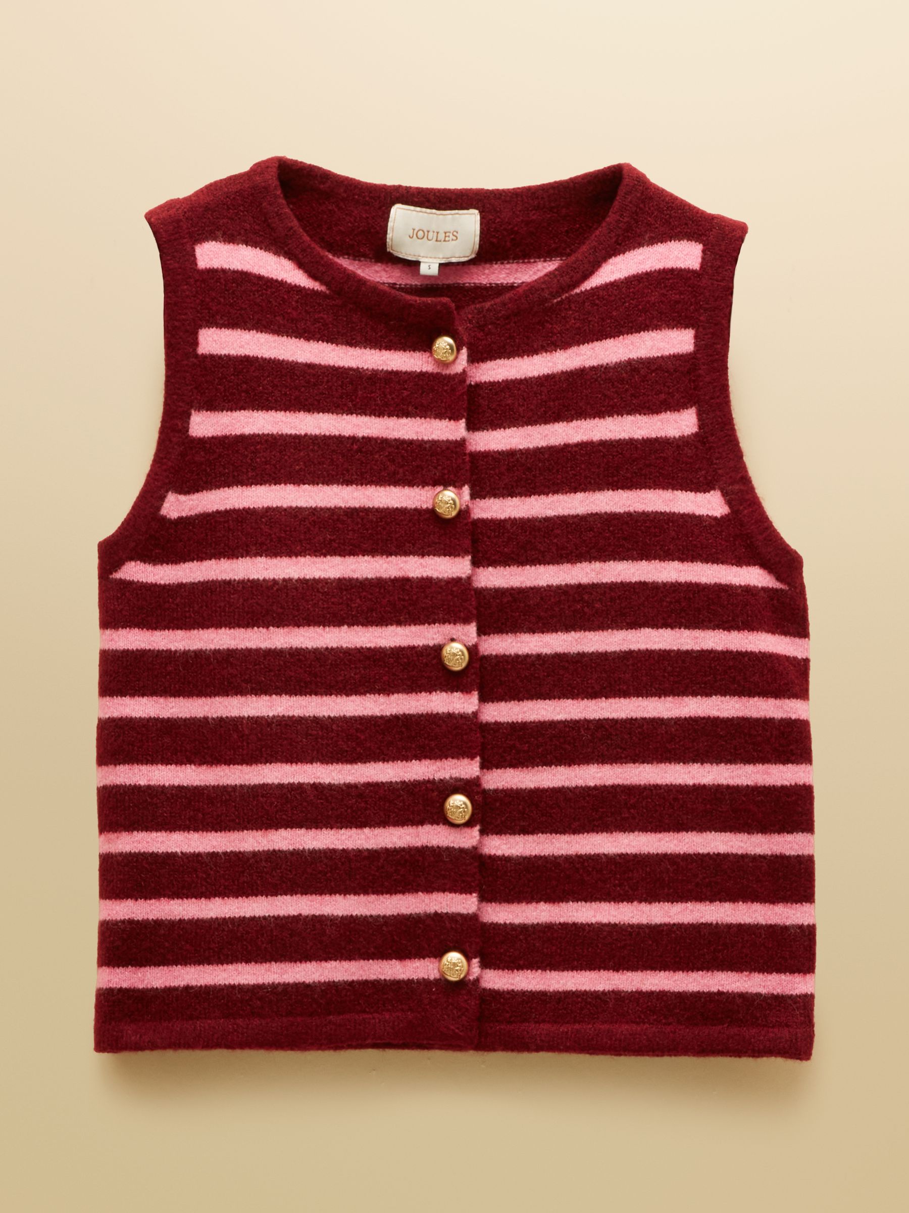 Holly Pink & Burgundy Stripe Button Through Knitted Vest - Image 7 of 7