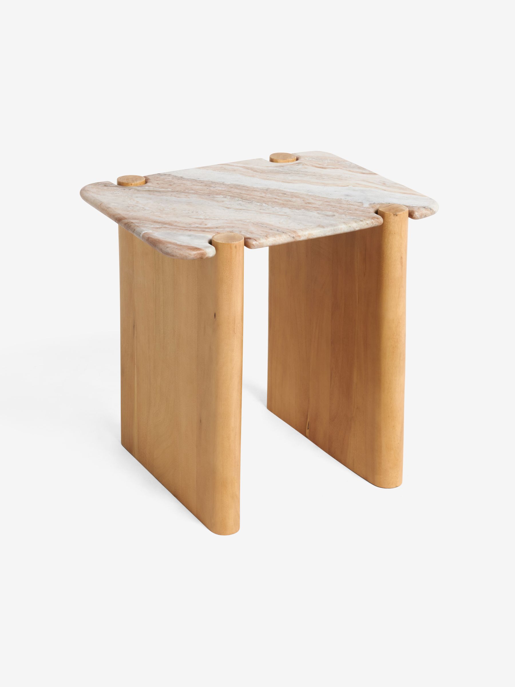 Callen Side Table in Acacia Wood and Solid Marble - Image 5 of 6